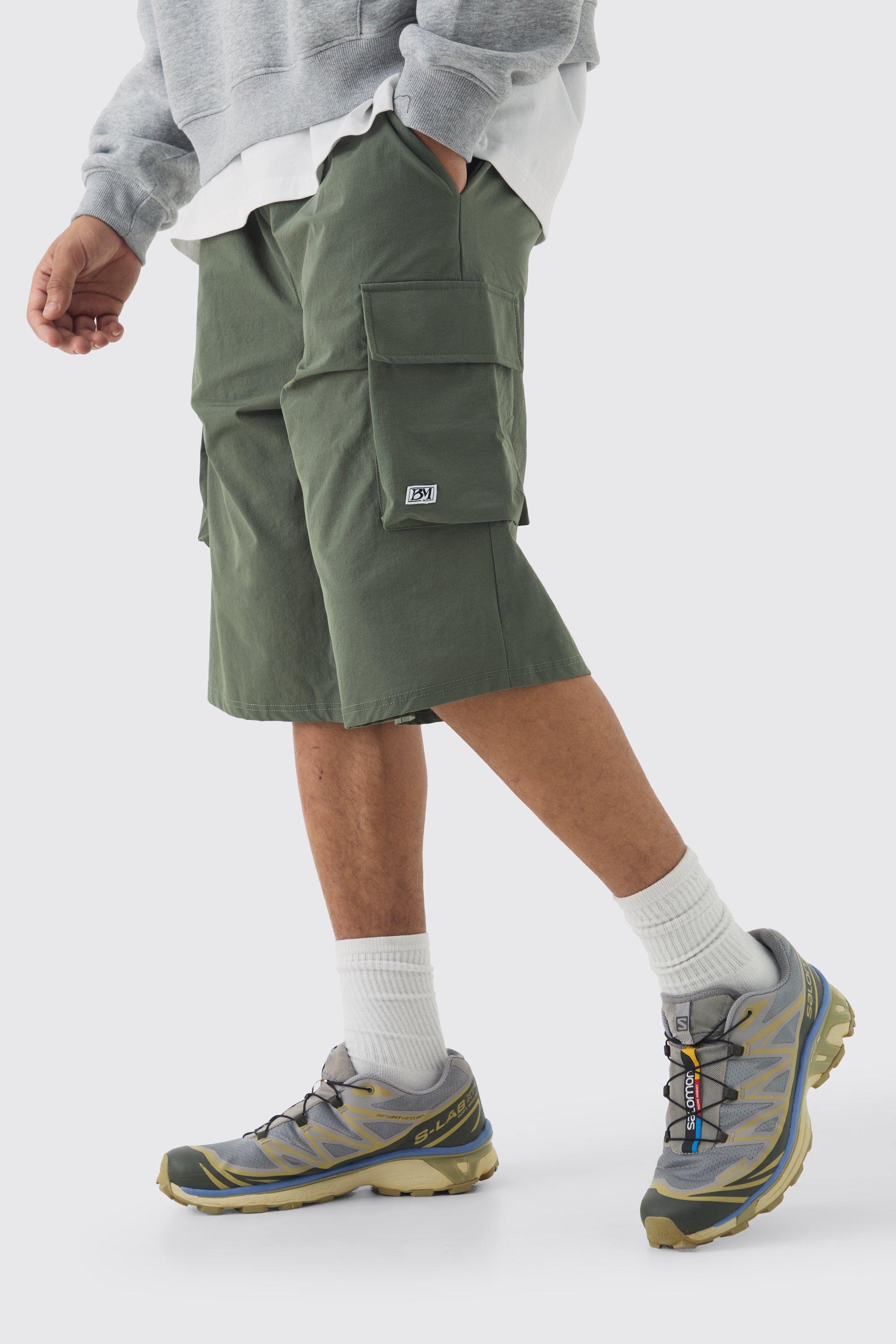 Elasticated Relaxed Technical Stretch Short With Branding | boohooMAN USA Product Image
