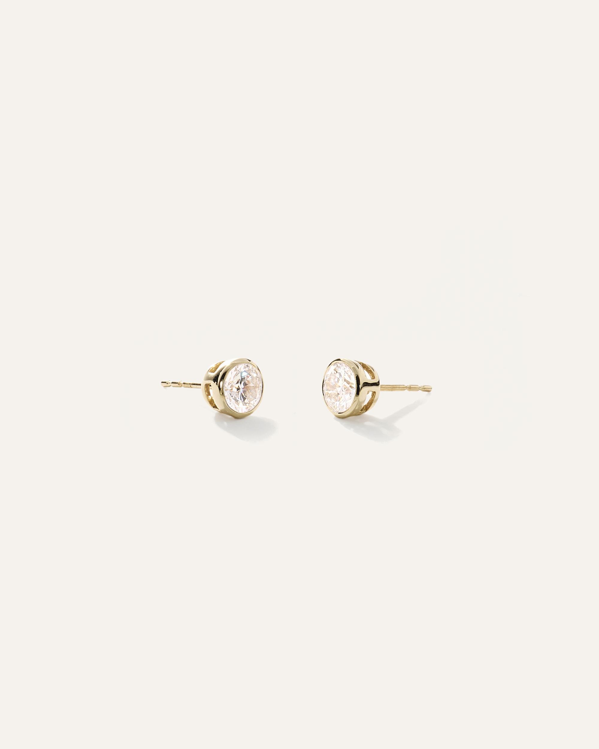 14K Gold Lab Grown Diamond Bezel Studs Product Image