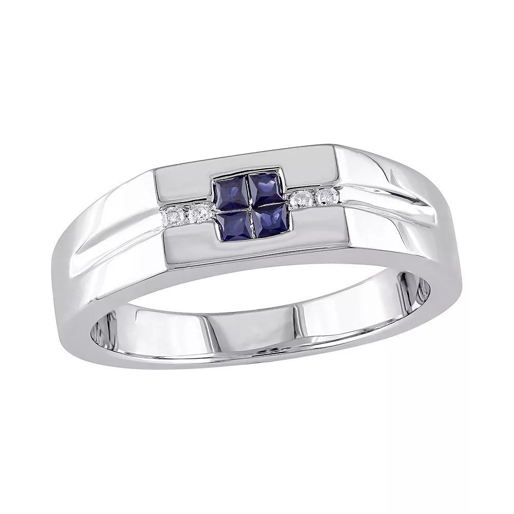 Men's Stella Grace Sterling Silver Diamond Accent & Sapphire Ring, Size: 12 Product Image