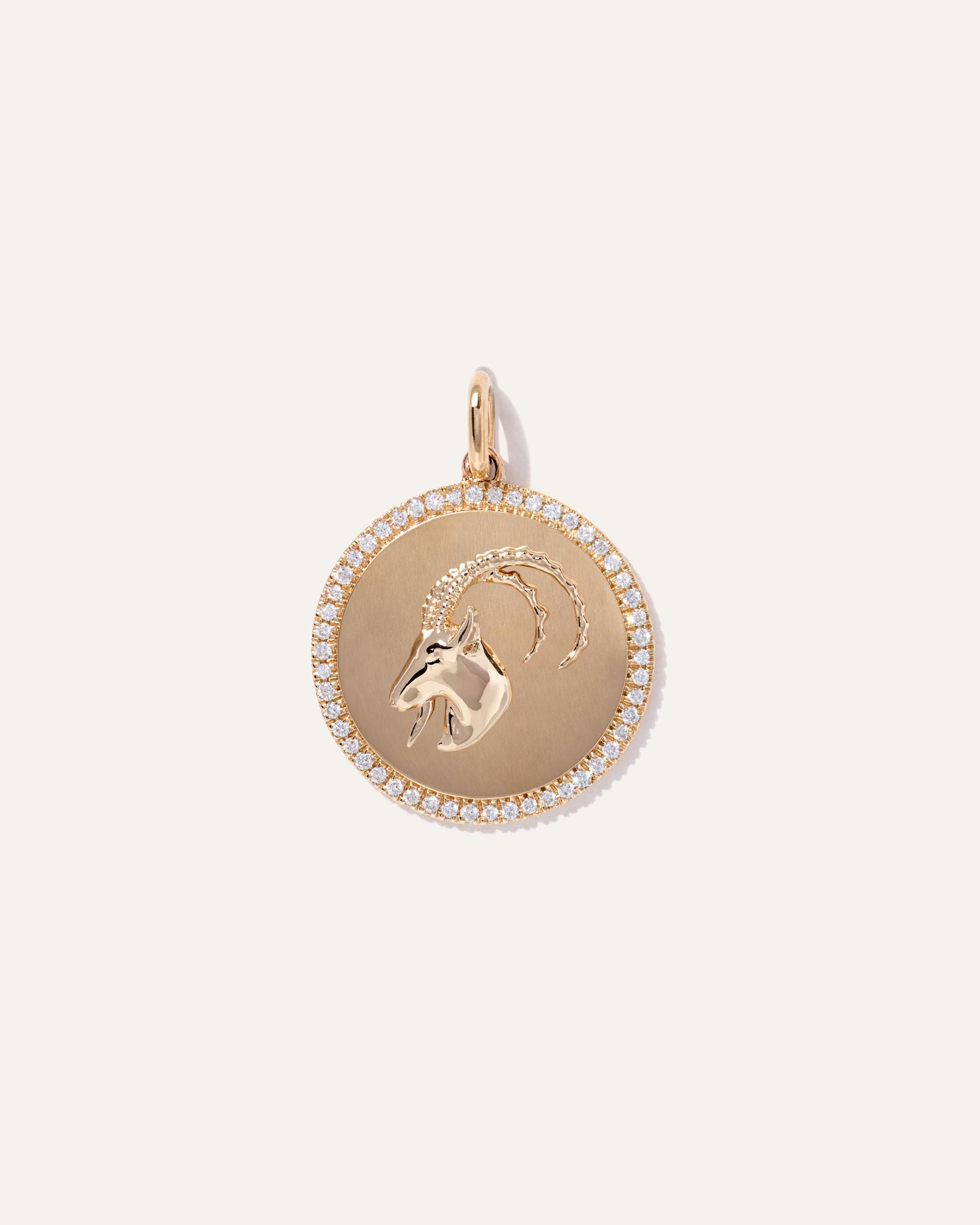 Quince | Women's 14K Gold Pave Zodiac Medallion Necklace Product Image