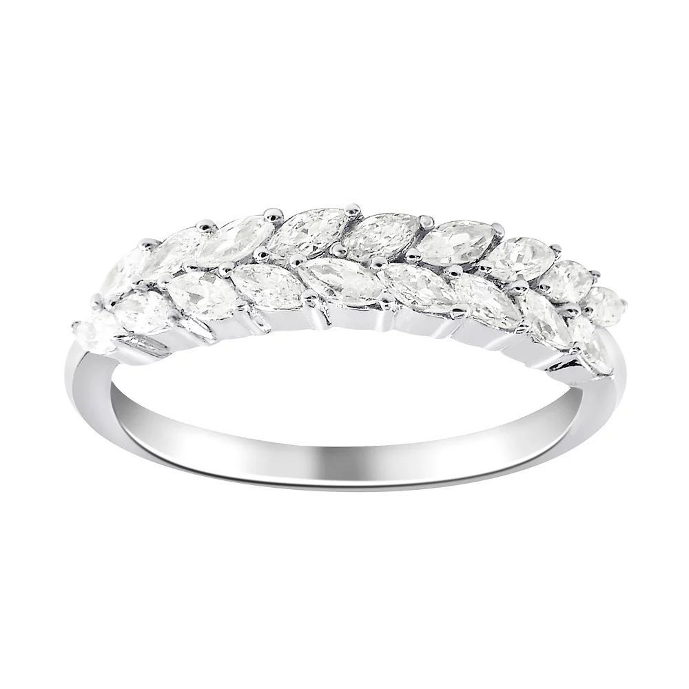 SIRI Rhodium-Plated Sterling Silver Cubic Zirconia Ring with Marquise Cluster Design, Women's, Size: 6 Product Image