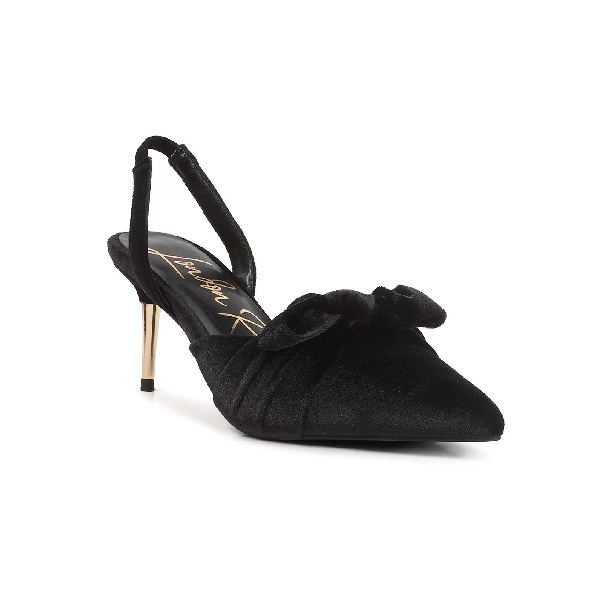 London Rag Mayfair Women's Velvet High Heeled Mule Sandals, Size: 9, Black Product Image