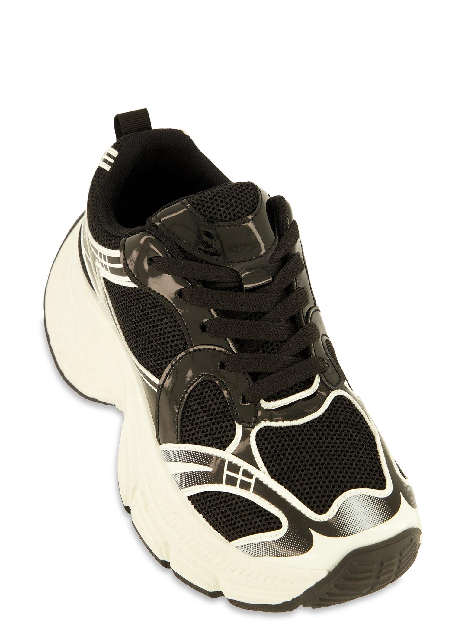 Womens Chunky Sole Contrast Lace Up Sneakers Product Image