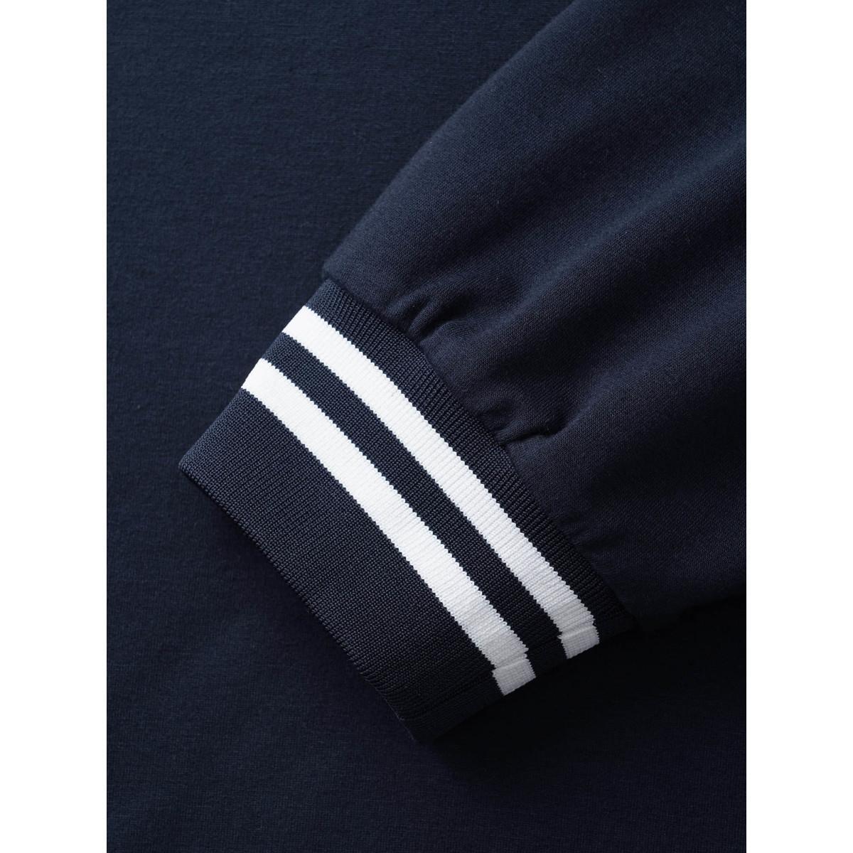 Plus Size Polo Neck Contrast Trim Drop Shoulder Sweatshirt Women Midnight Casual Contrast Polo Everyday Sweatshirts BloomChic 18-20/2X Product Image