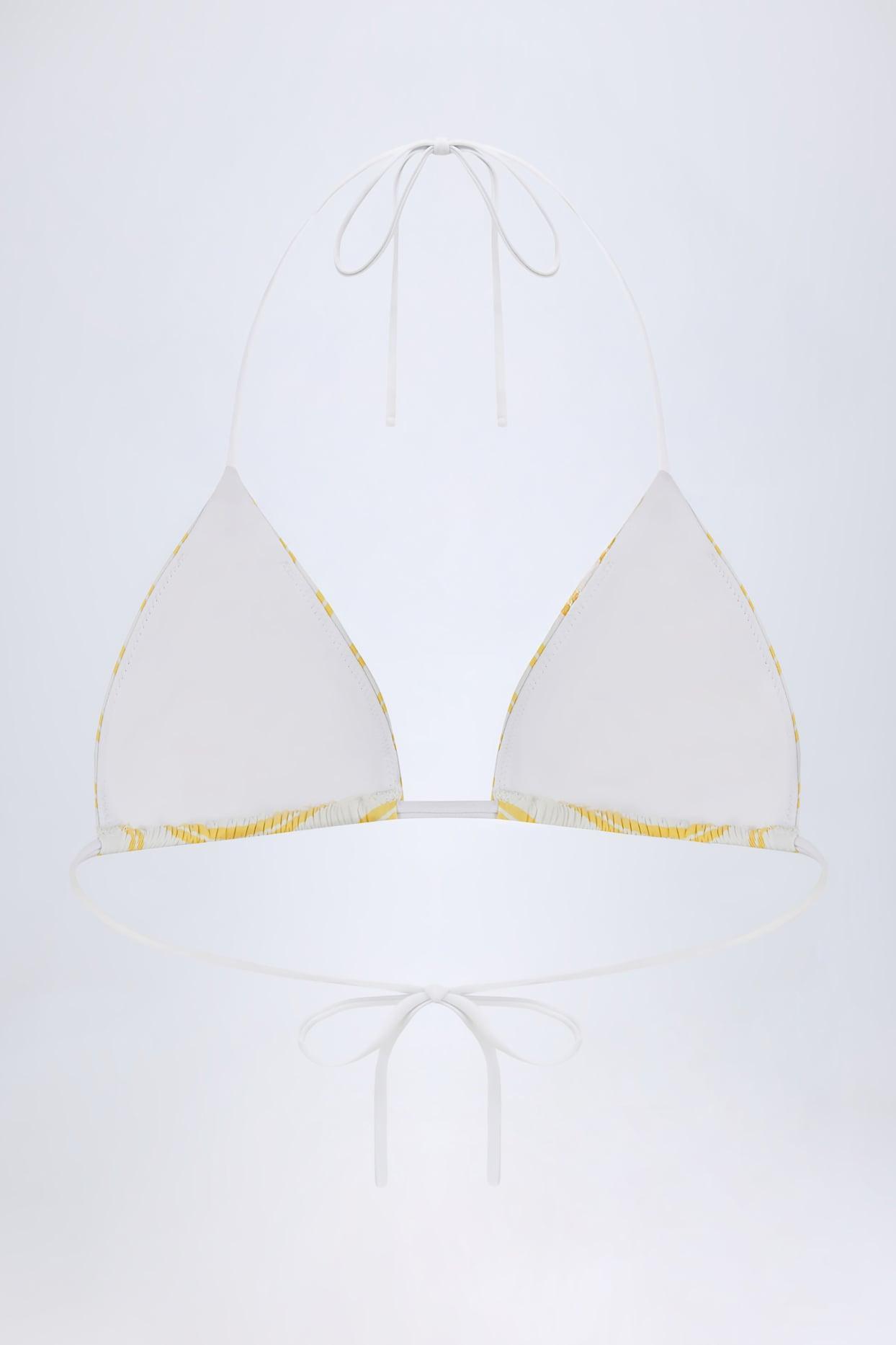 Triangle Bikini Top in Lemon Yellow Double Stripe Product Image