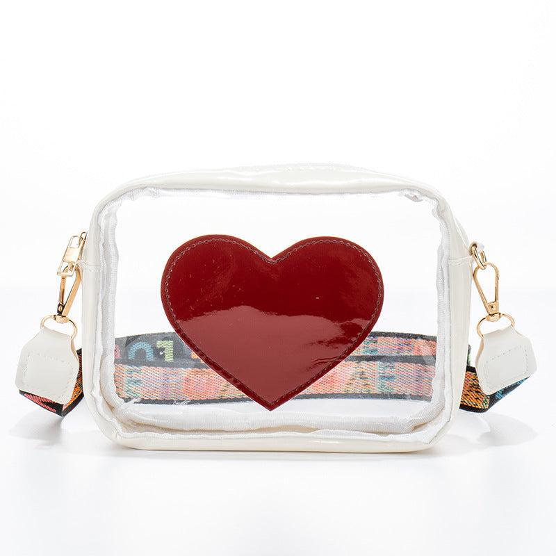 Clear PVC Jelly Bag – Fashionable Crossbody Messenger with Heart Patch for Women Product Image