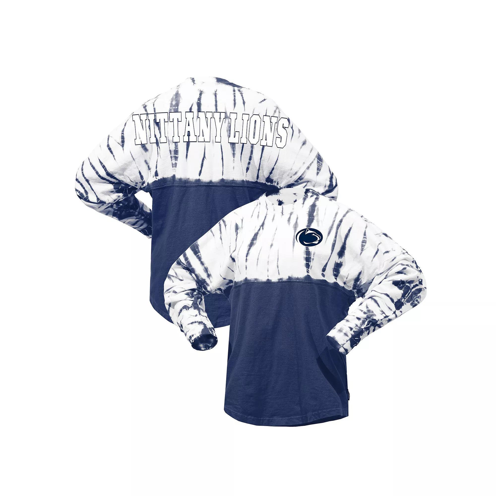 Women's Navy Penn State Nittany Lions Tie-Dye Long Sleeve Jersey T-Shirt, Size: Small, Blue Product Image