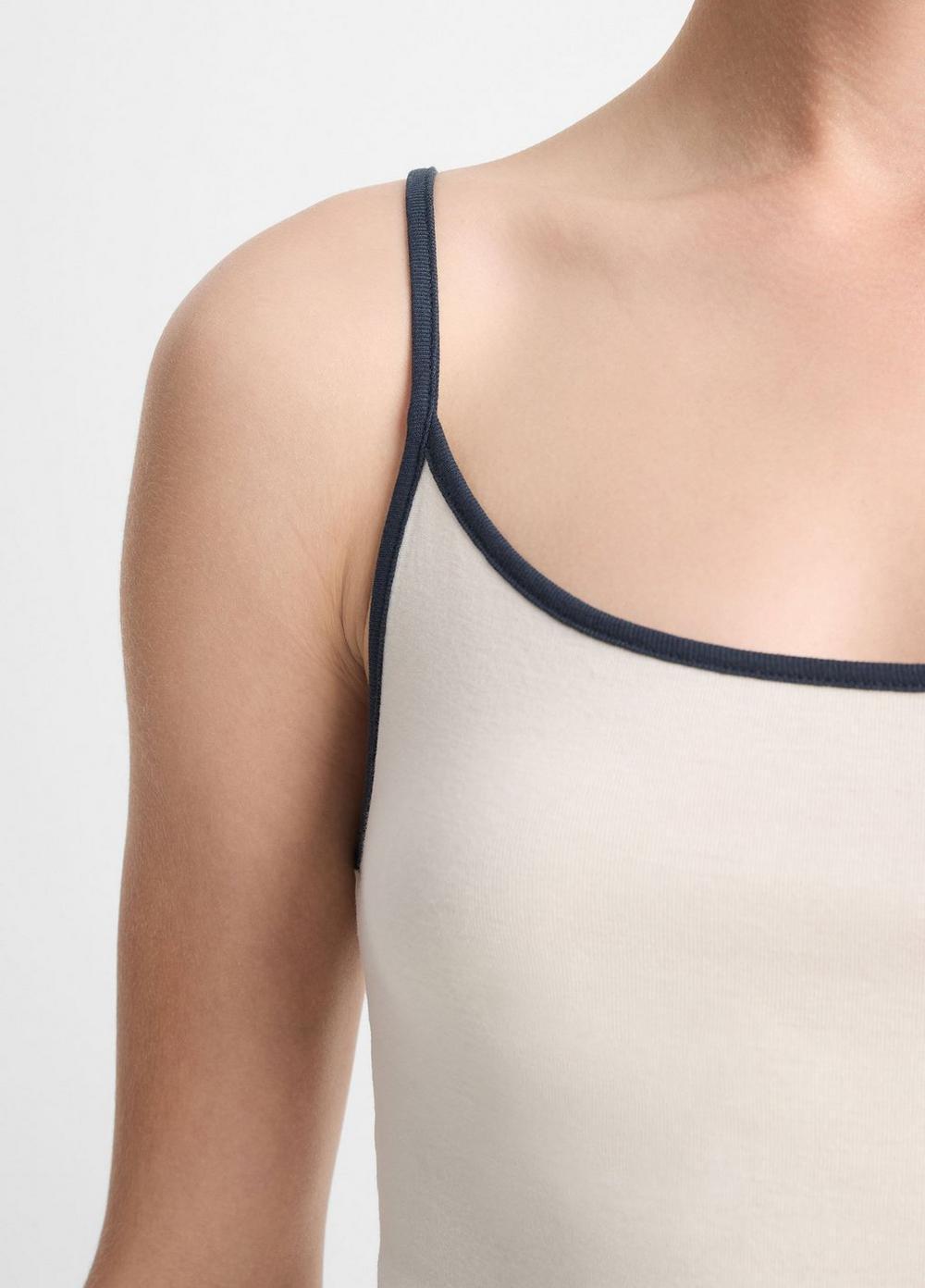 Womens Pima Cotton Tipped Camisole, Deep Lake/flaxen, Size XS Vince Product Image