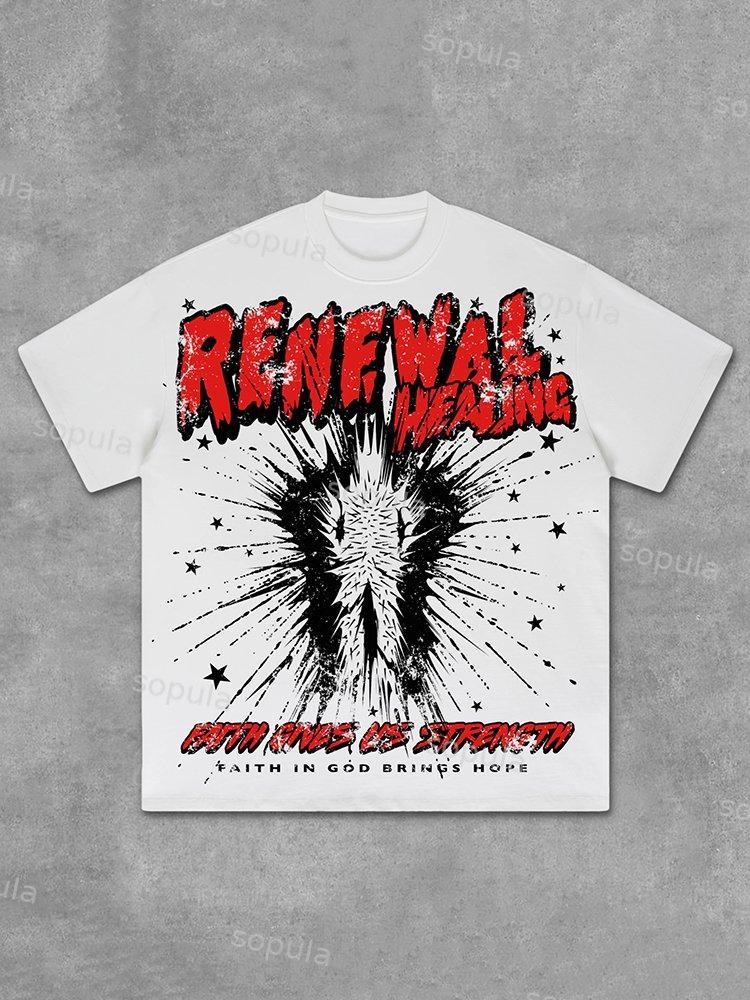 Rebirth - Vintage Old Graphic Cotton T-Shirt Product Image