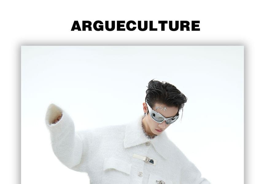 Collar Applique Buckled Button Jacket Product Image
