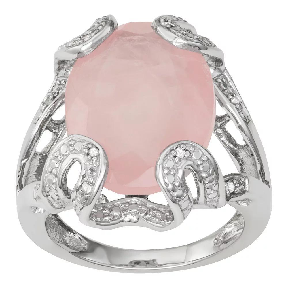 Jewelexcess Sterling Silver Rose Quartz & Diamond Accent Ring, Women's, Size: 6 Product Image