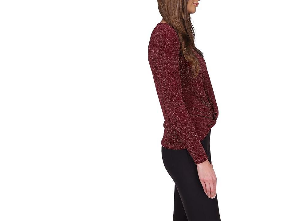 MICHAEL Michael Kors Twist Hem Long Sleeve Top (Dark Ruby) Women's Clothing Product Image