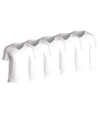 Hugo Boss V-Neck Classic Solid White Undershirts 5 Product Image