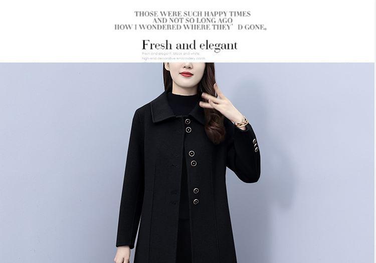 Collared Plain Button Coat Product Image