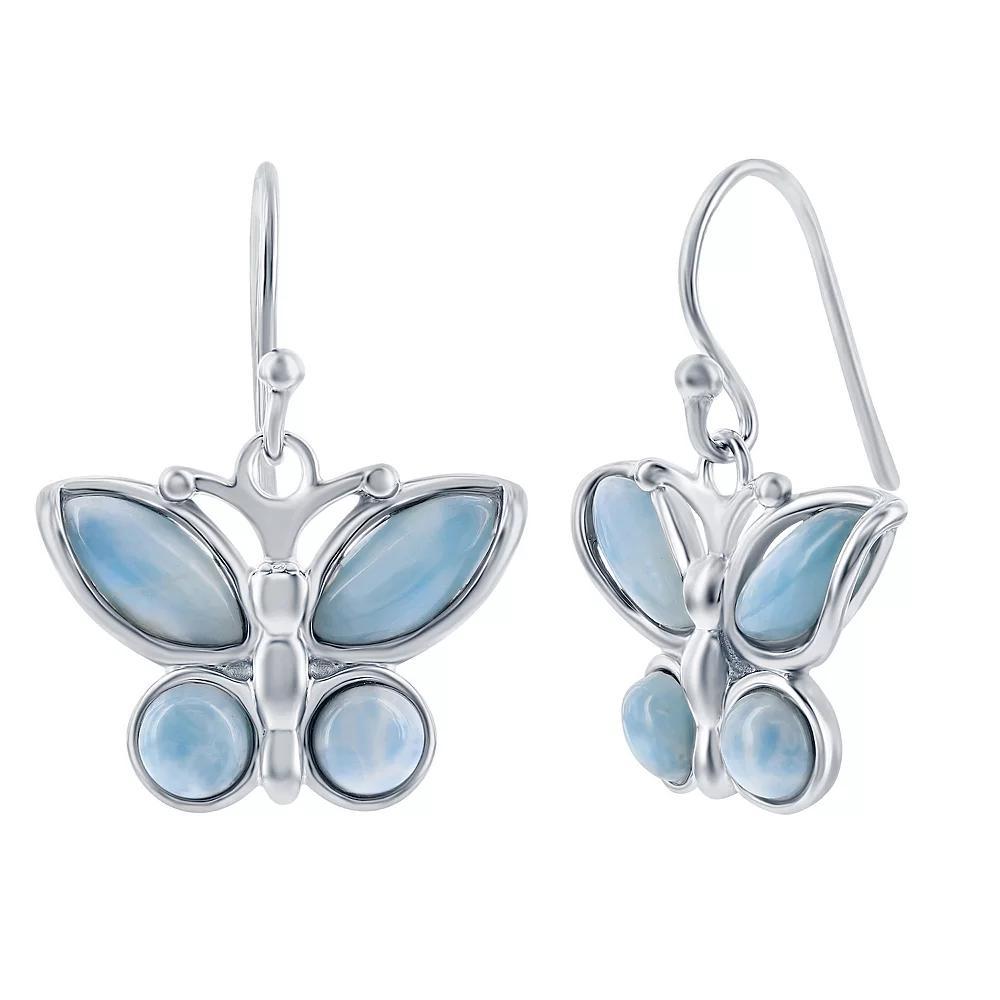 Nautica Rocks Sterling Silver Larimar Butterfly Earrings, Womens Product Image