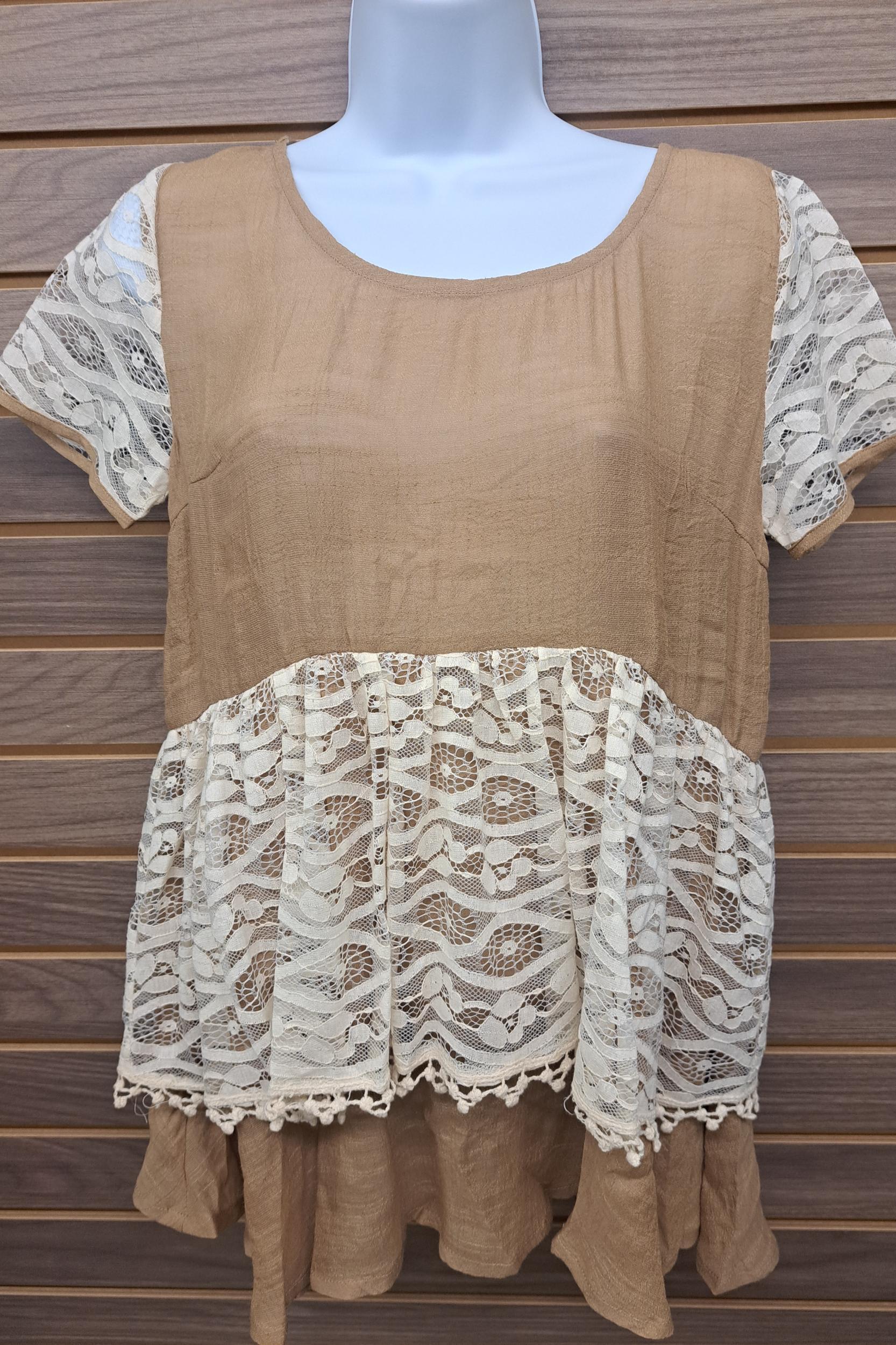 Lace khaki short sleeve Product Image