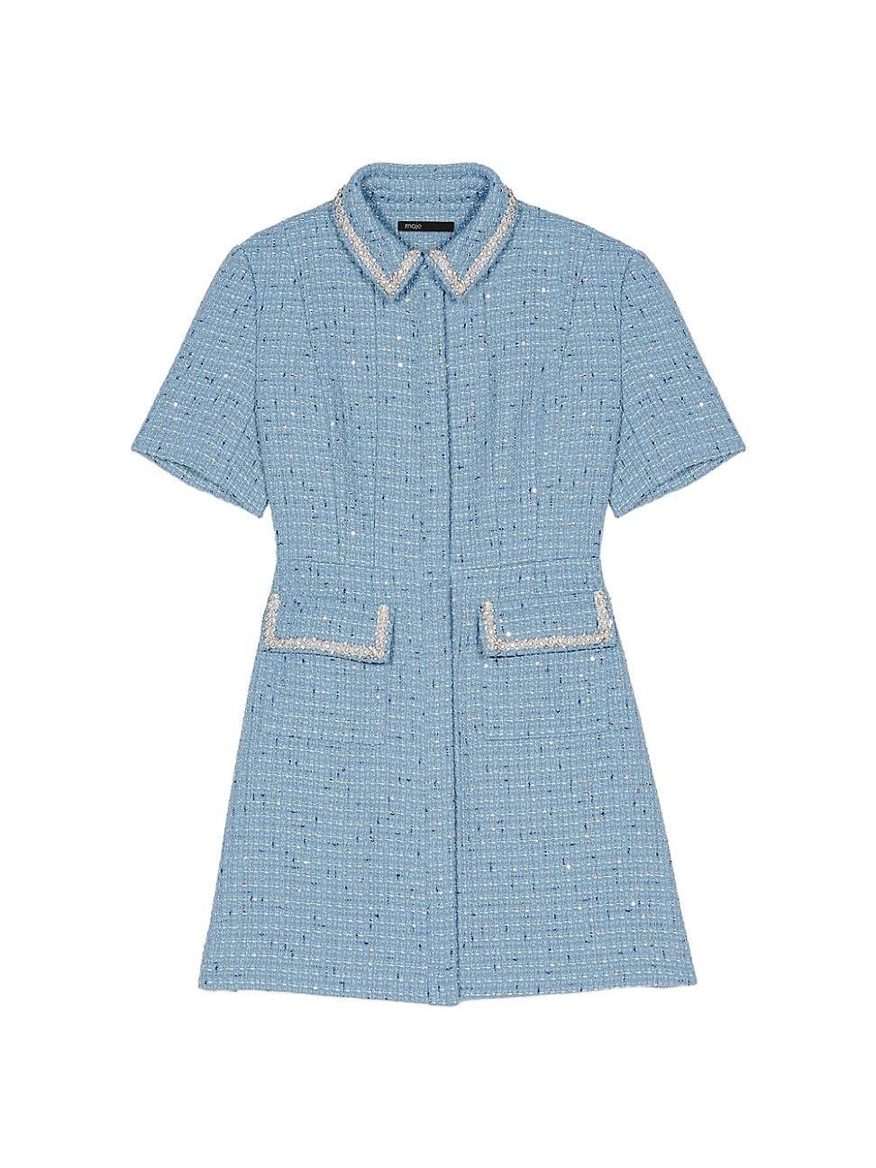 Womens Sequin Tweed Mini Dress Product Image