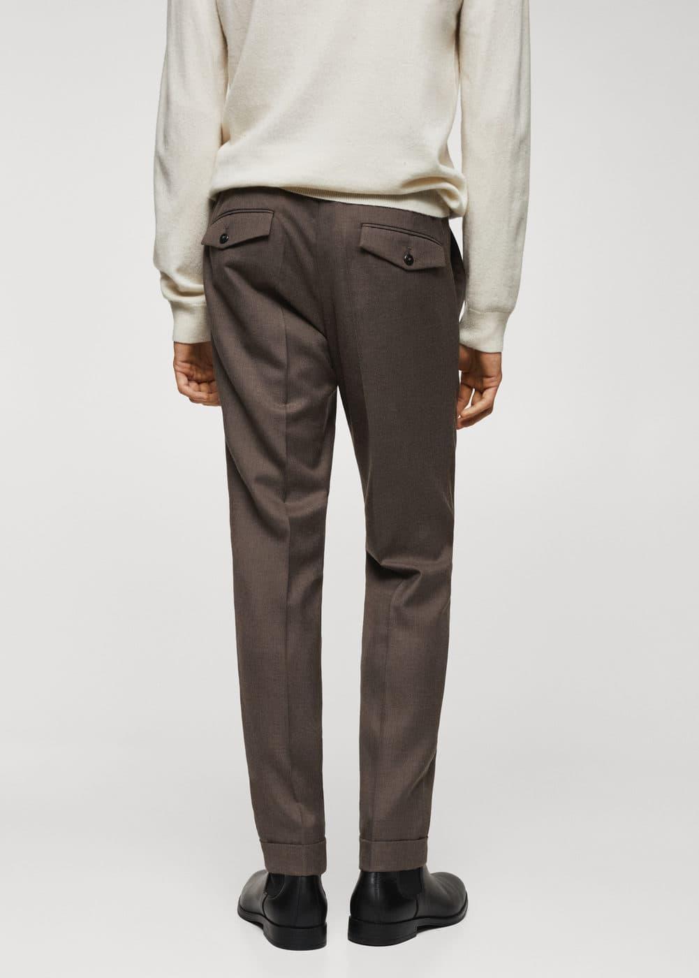 Mango Mens Slim-Fit Cotton Pleated Pants Product Image