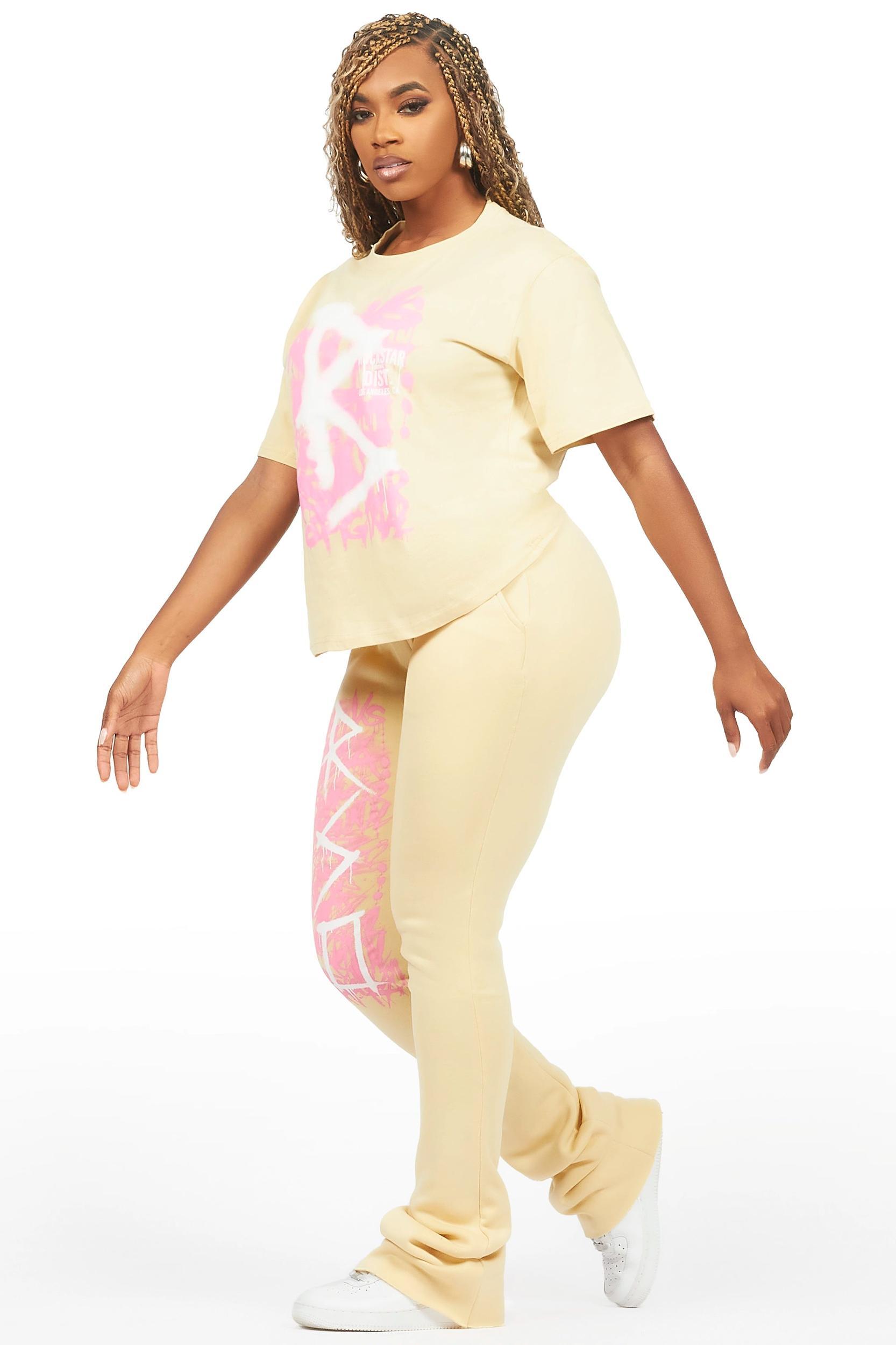 Nahomy Beige T-Shirt Trackset Female Product Image