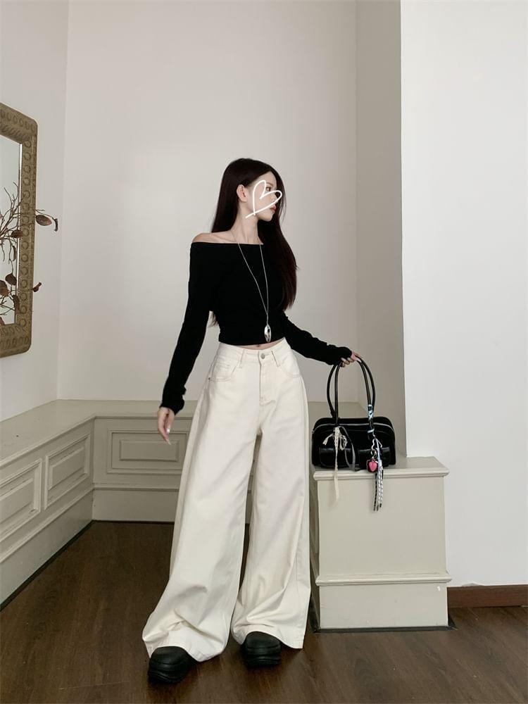 High Waist Wide Leg Jeans Product Image