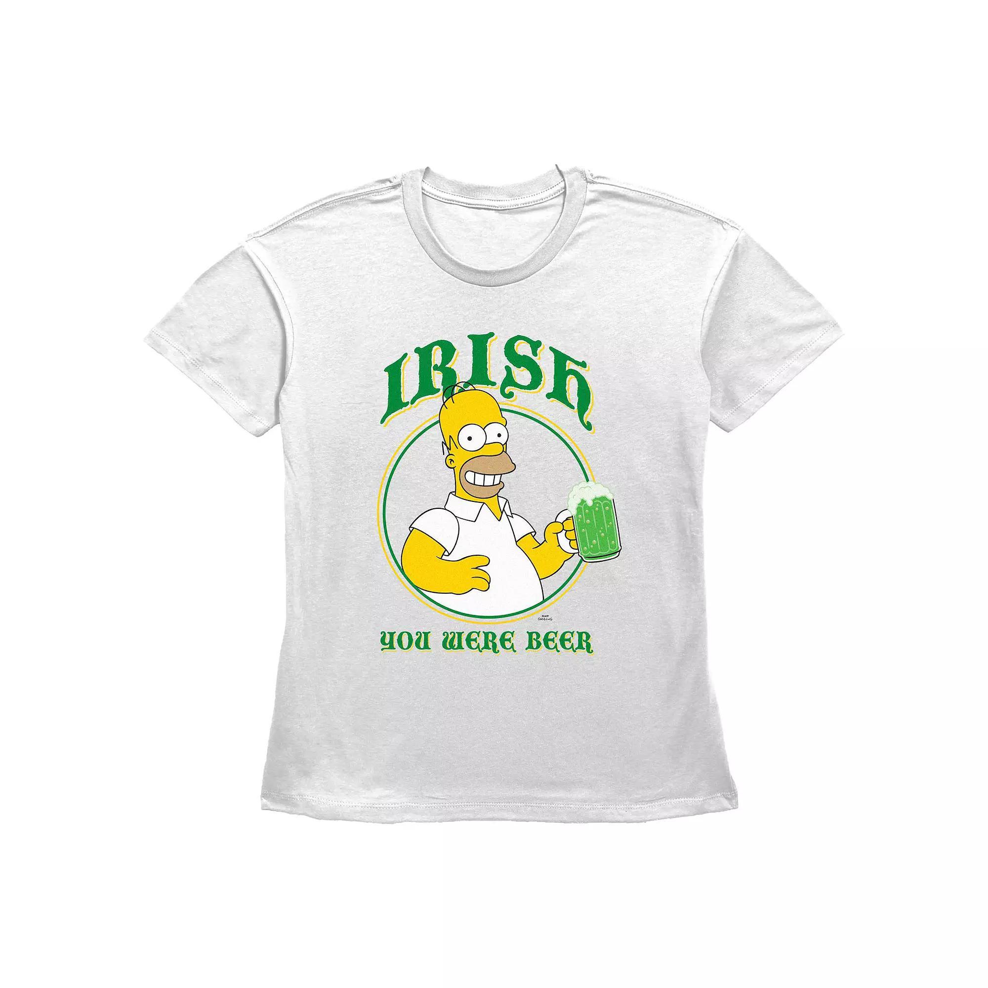 Women's The Simpsons Homer Simpson Irish You Were Beer Graphic Tee, Size: Medium, White Product Image