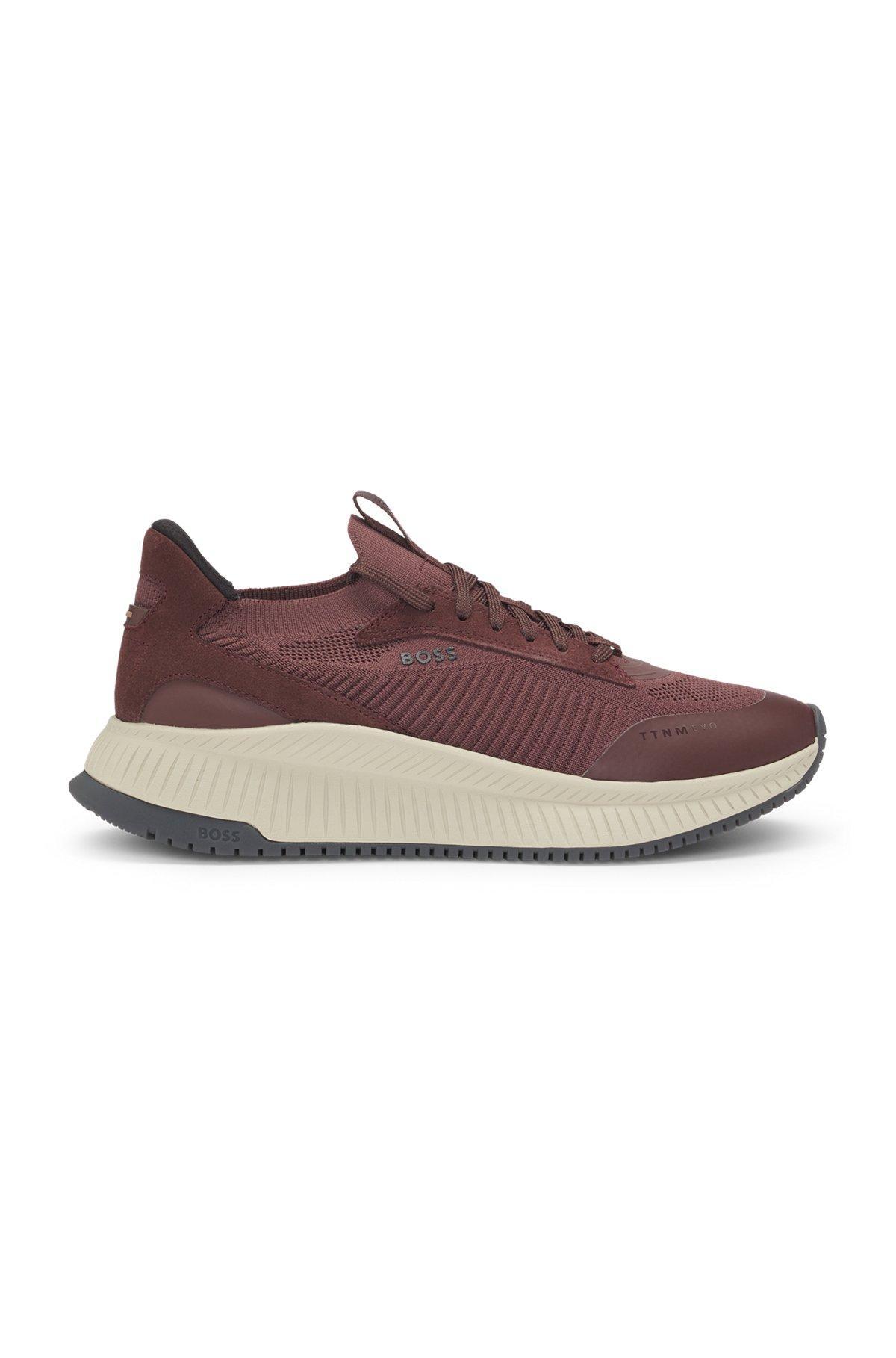 BOSS - TTNM EVO trainers with knitted uppers - Dark Red Product Image
