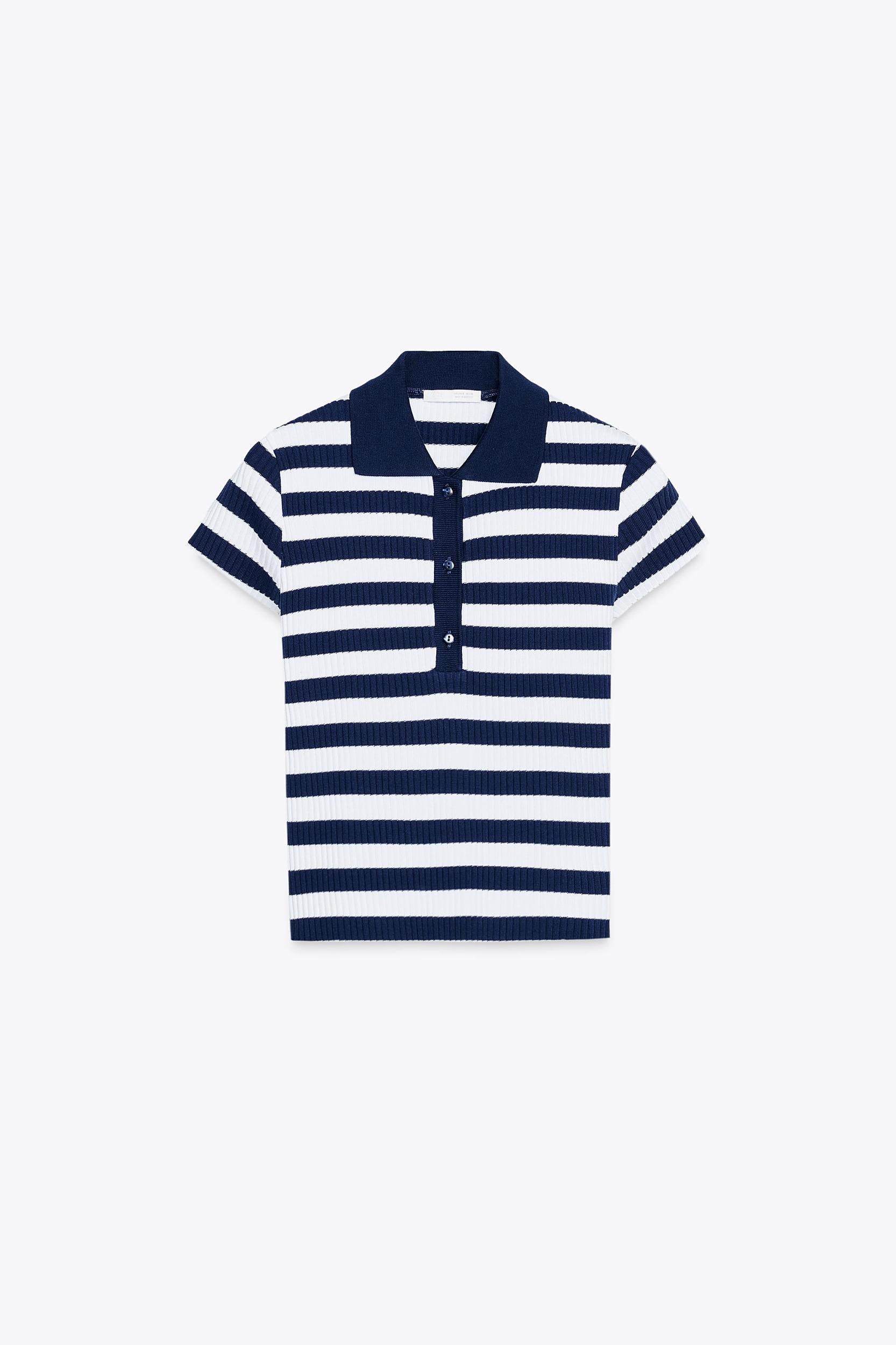 STRIPED RIBBED POLO SHIRT Product Image