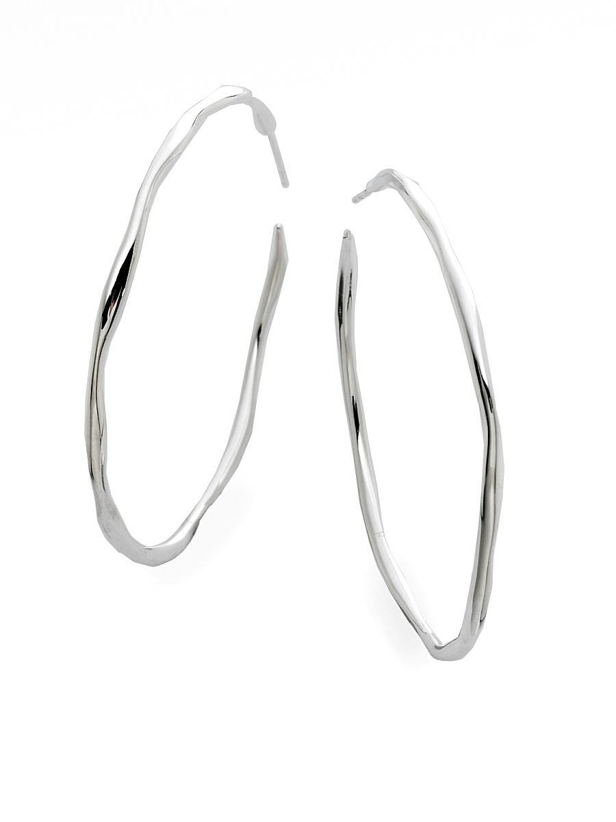 Womens Glamazon Scultura Sterling Silver Squiggle #4 Hoop Earrings/2 Product Image