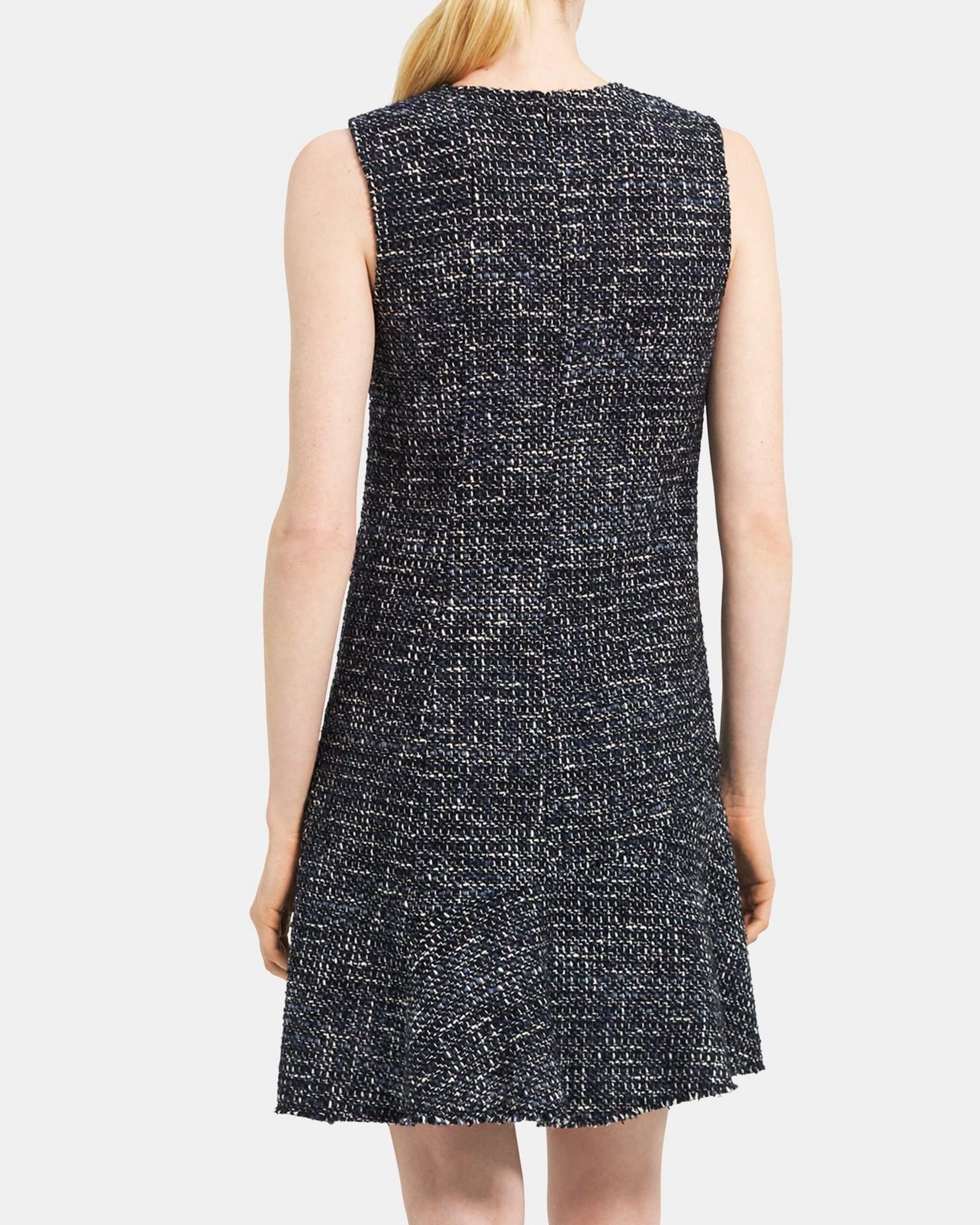 Asymmetrical Shift Dress in Wool-Blend Tweed Product Image