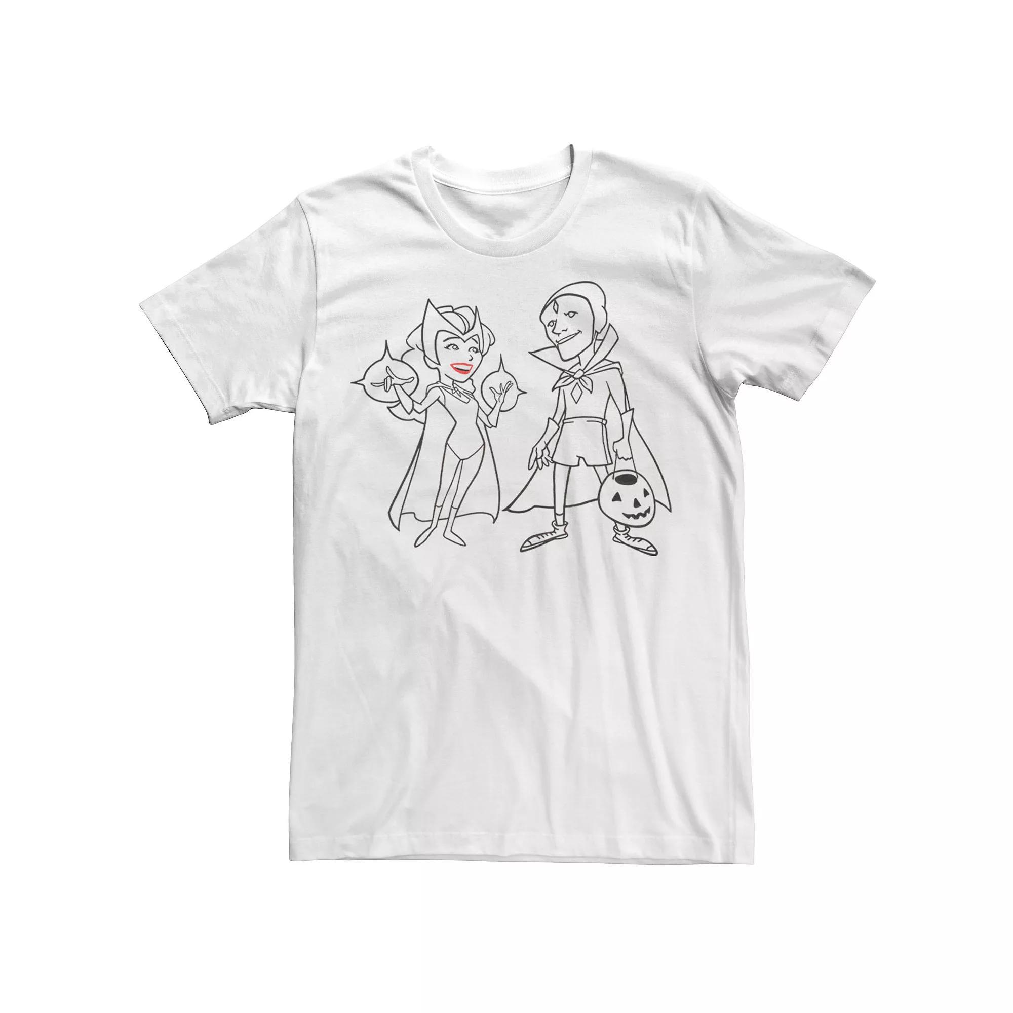 Men's Marvel WandaVision Halloween Scarlet Witch & Vision Line Art Tee, Size: Small, White Product Image