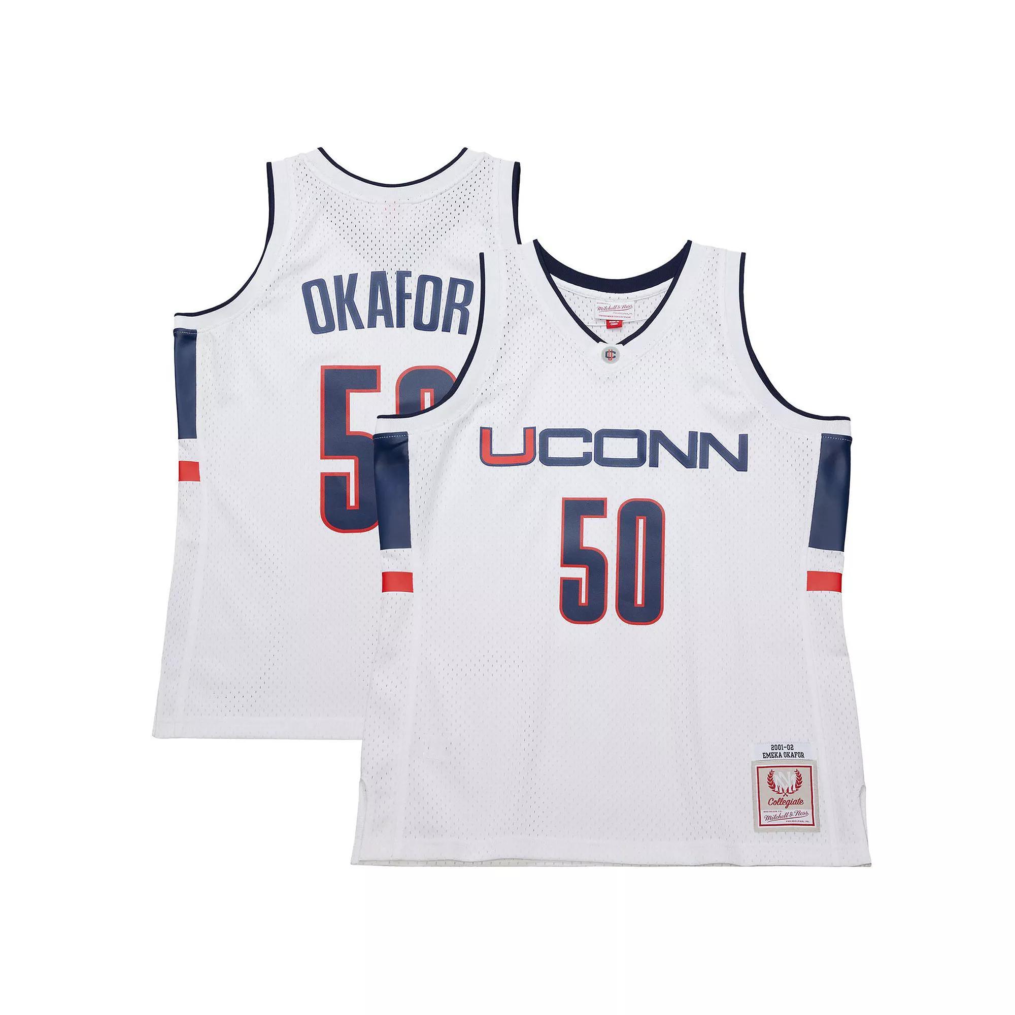 Men's UConn Huskies Emeka Okafor Mitchell & Ness White 2001/02 Swingman Replica Jersey, Size: Small Product Image