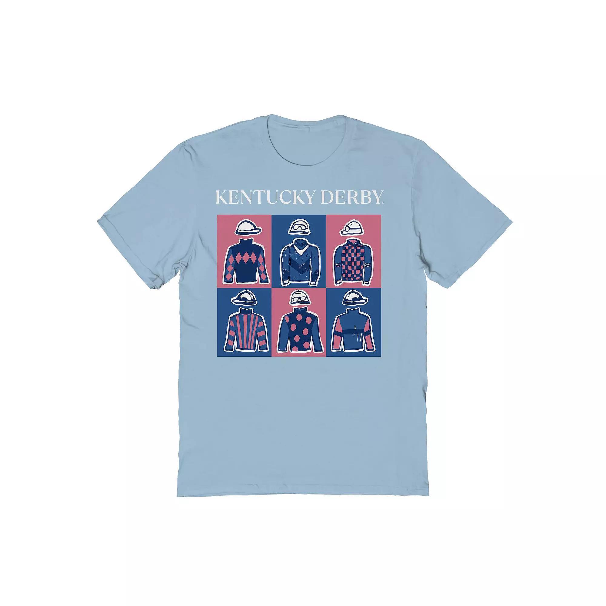 Men's Kentucky Derby Pop Art Rider Gray Graphic T-Shirt, Size: Large, Light Blue Product Image