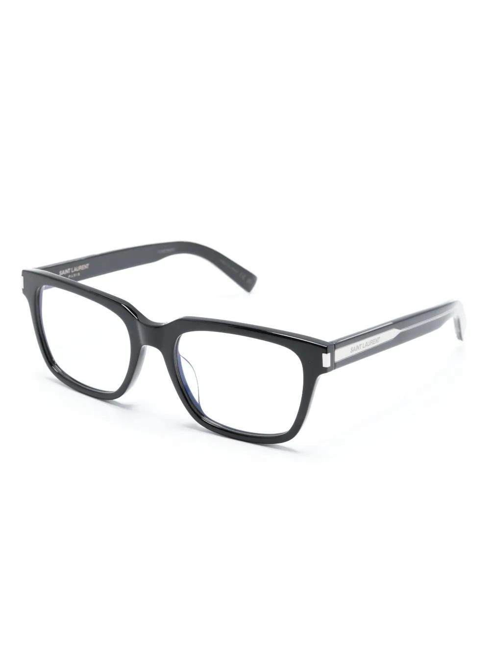 SAINT LAURENT Eckige Brille Mit Logo-gravur In Black Product Image