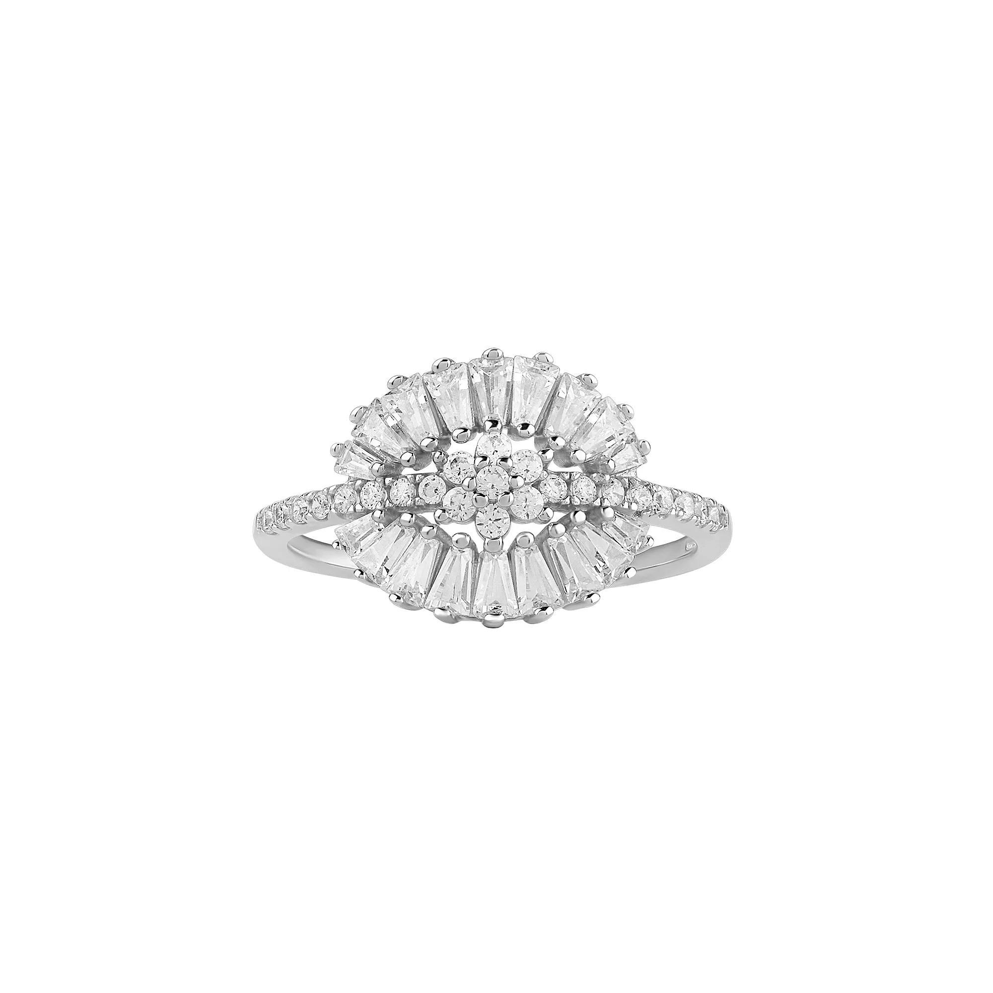 PRIMROSE Sterling Silver Cubic Zirconia Flower Ring, Womens Sterliing Product Image