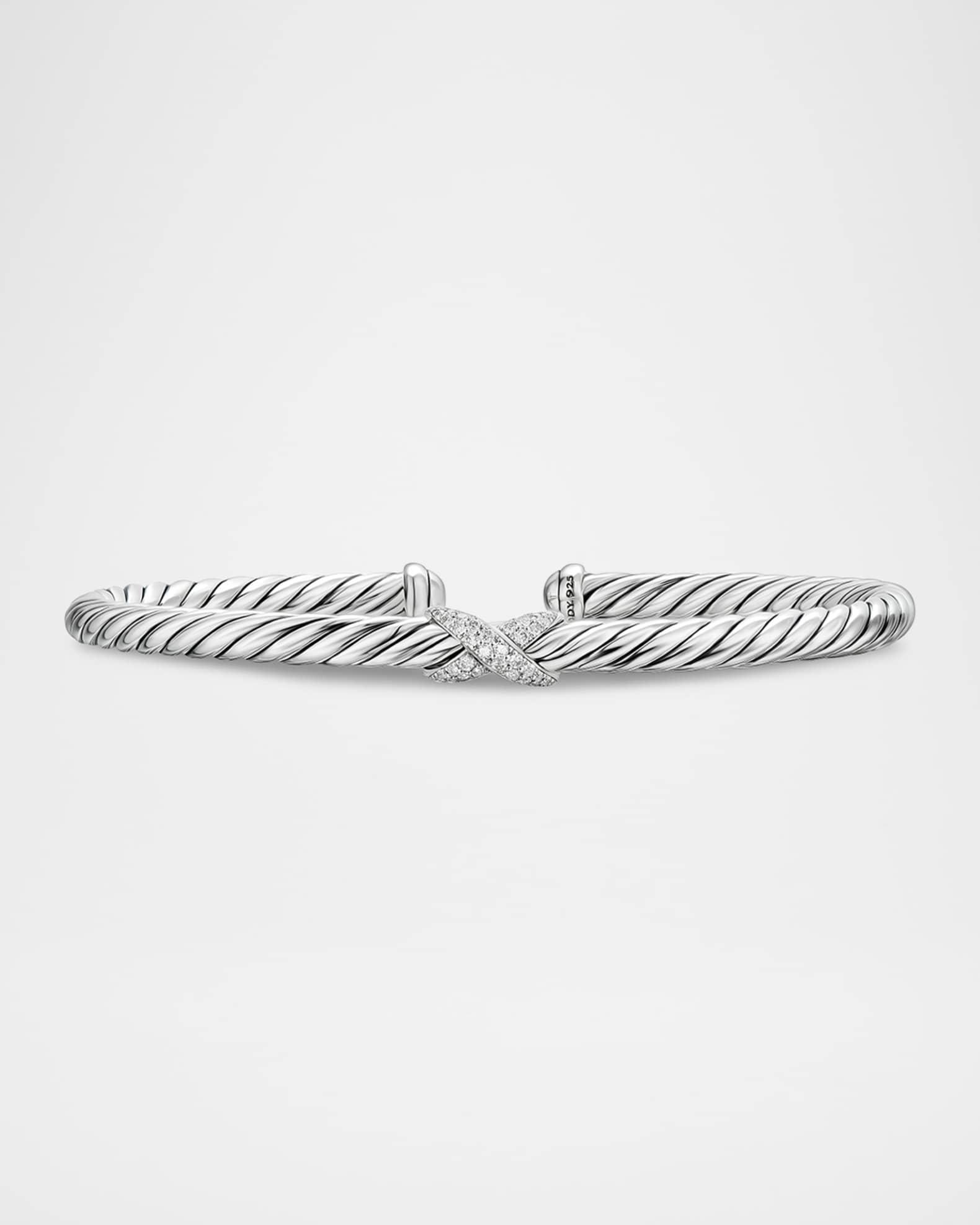 Cable Flex Center Station X Bracelet with Diamonds in Silver, 4mm Product Image