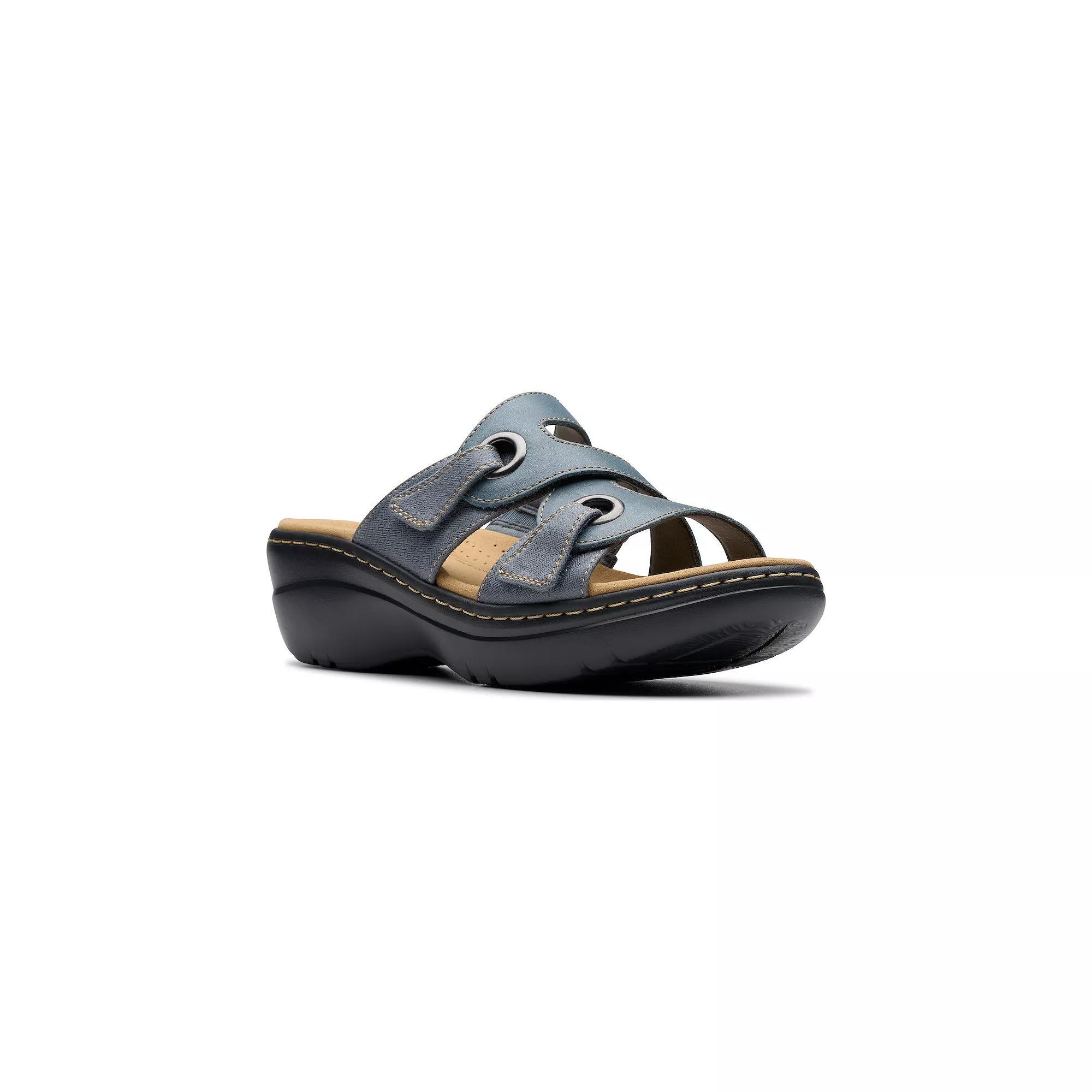 Clarks® Merliah2 Cove Women's Slide Platform Sandals, Size: 5, Blue Gray Leather Product Image