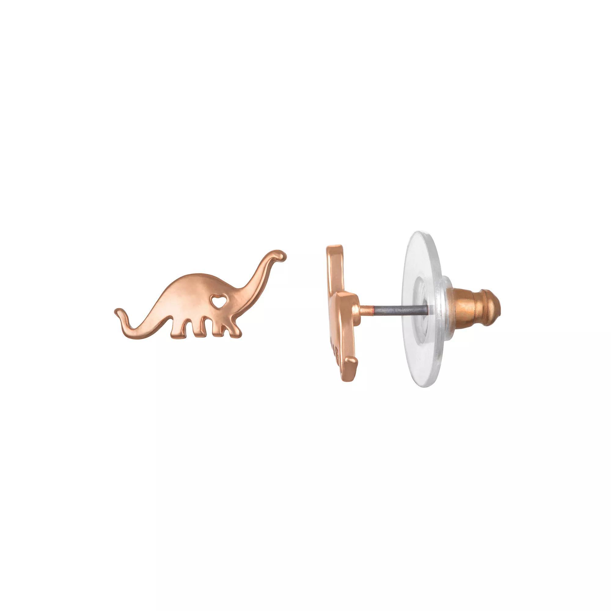 LC Lauren Conrad Dinosaur Nickel Free Stud Earrings, Women's, Rose Gold Tone Product Image