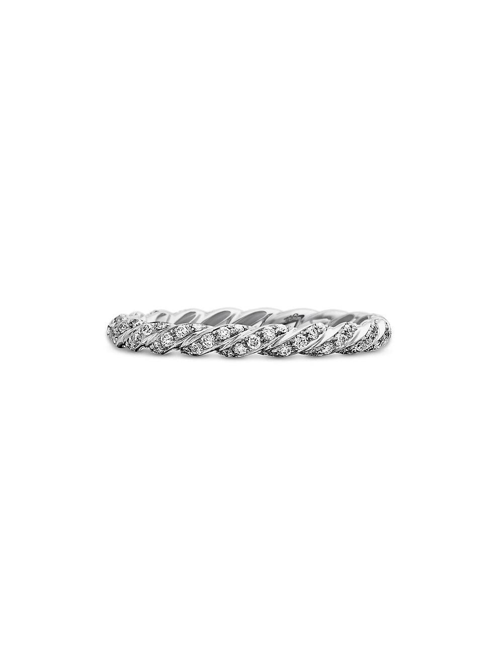 Womens Pav Petite Band Ring in 18K White Gold Product Image