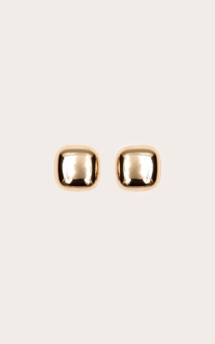 Gold Mini Square Chunky Stud Earrings Product Image