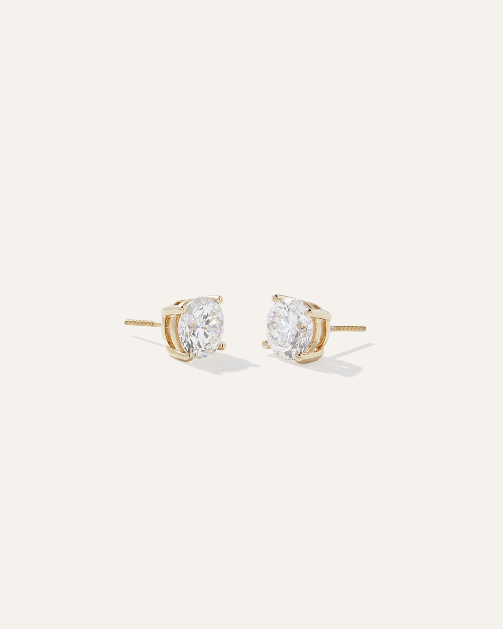 Quince | Women's 14K Gold Lab Grown Diamond Four-Prong Solitaire Studs Product Image
