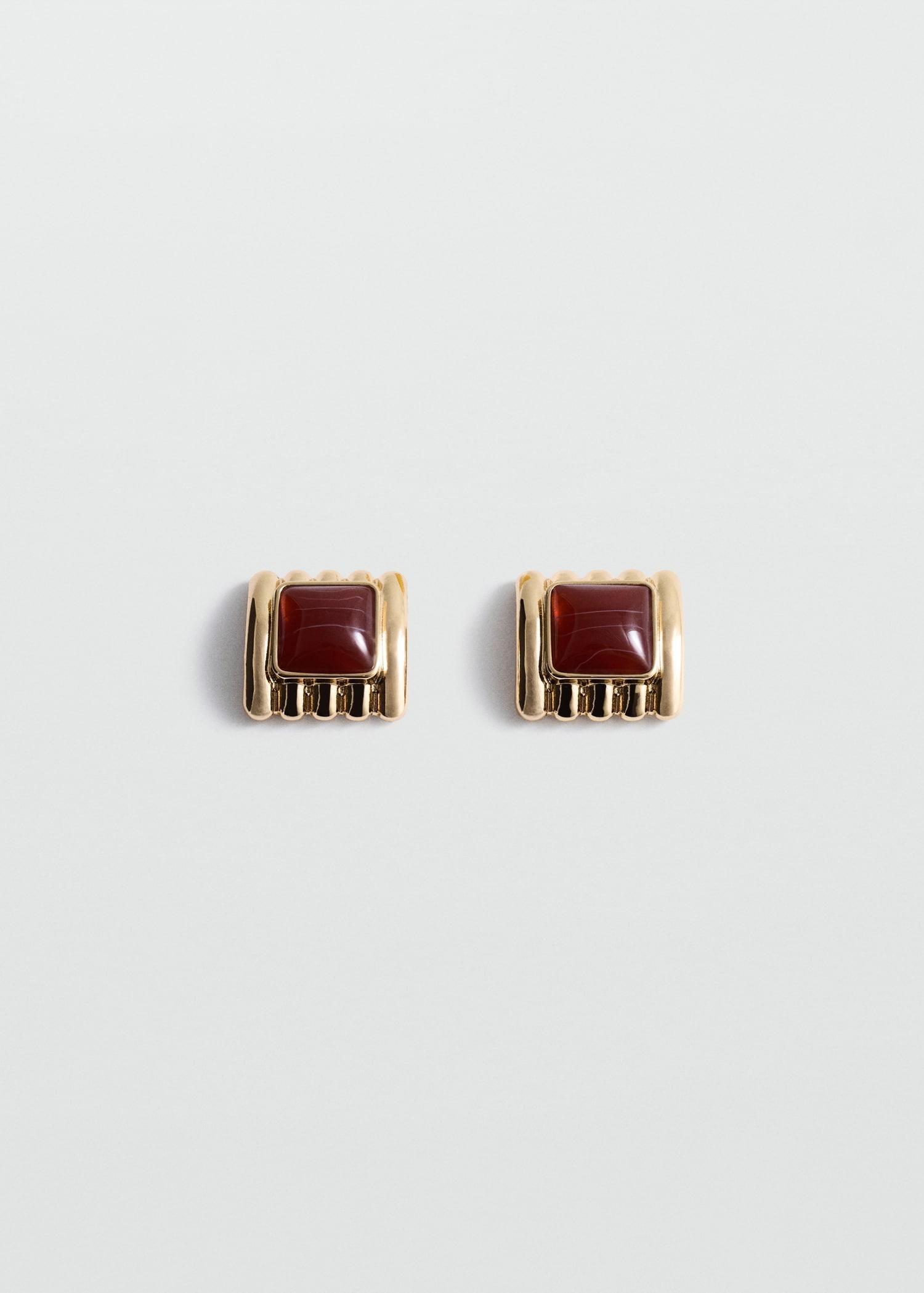 Combined square relief earrings - Women | MANGO USA Product Image