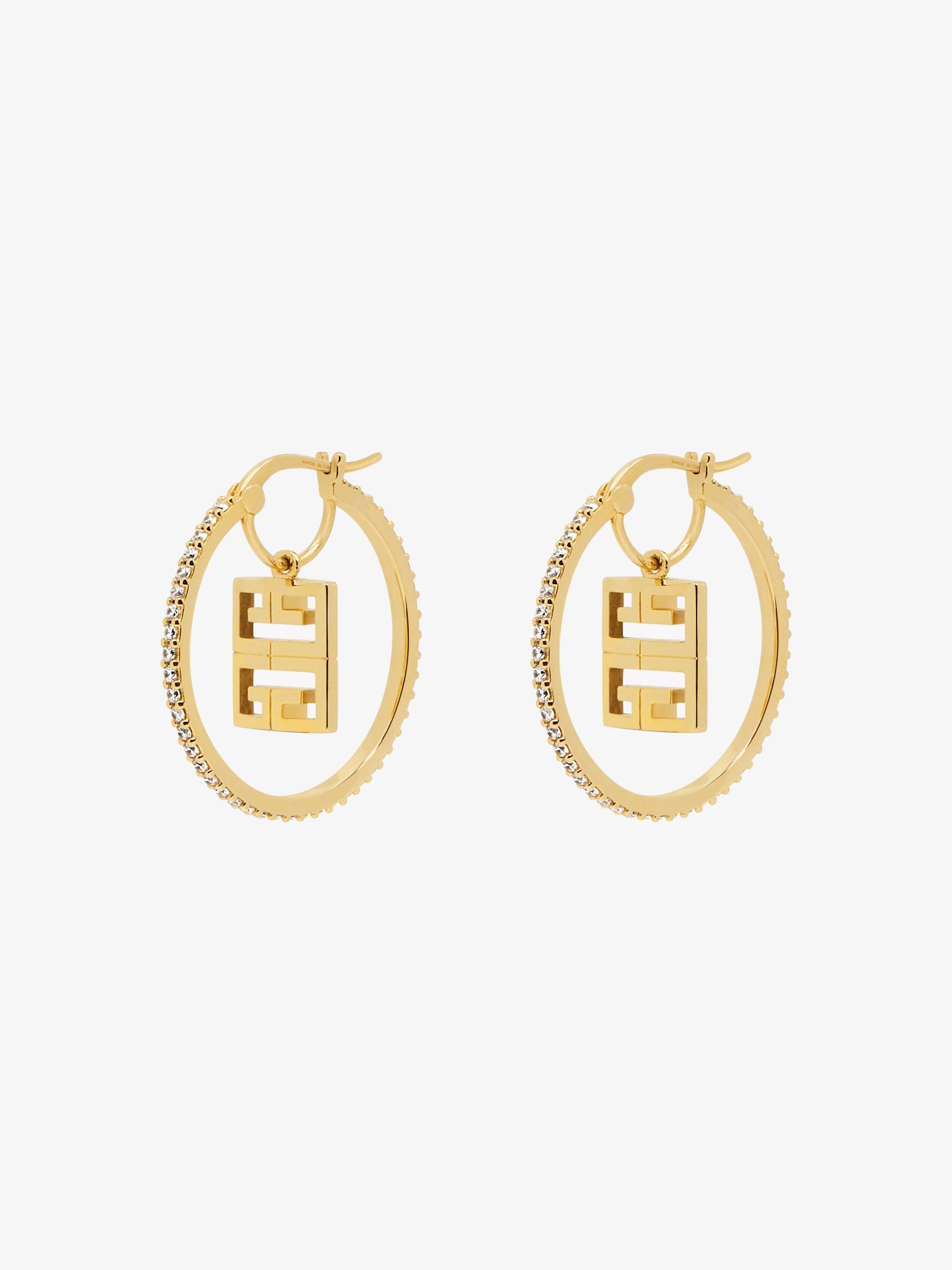 4G earrings in metal with crystals Product Image