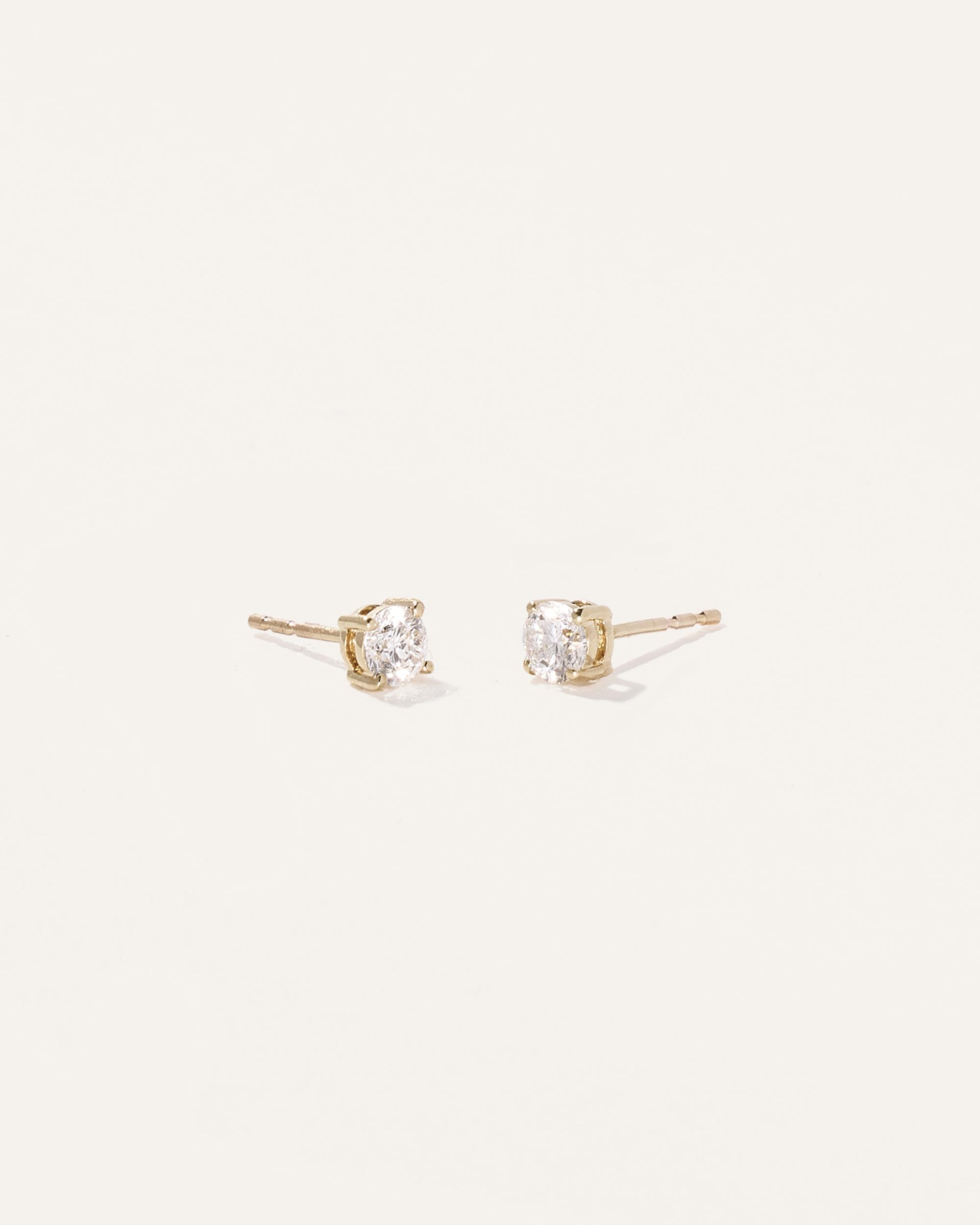 14k Gold Natural Diamond Solitaire Studs Product Image