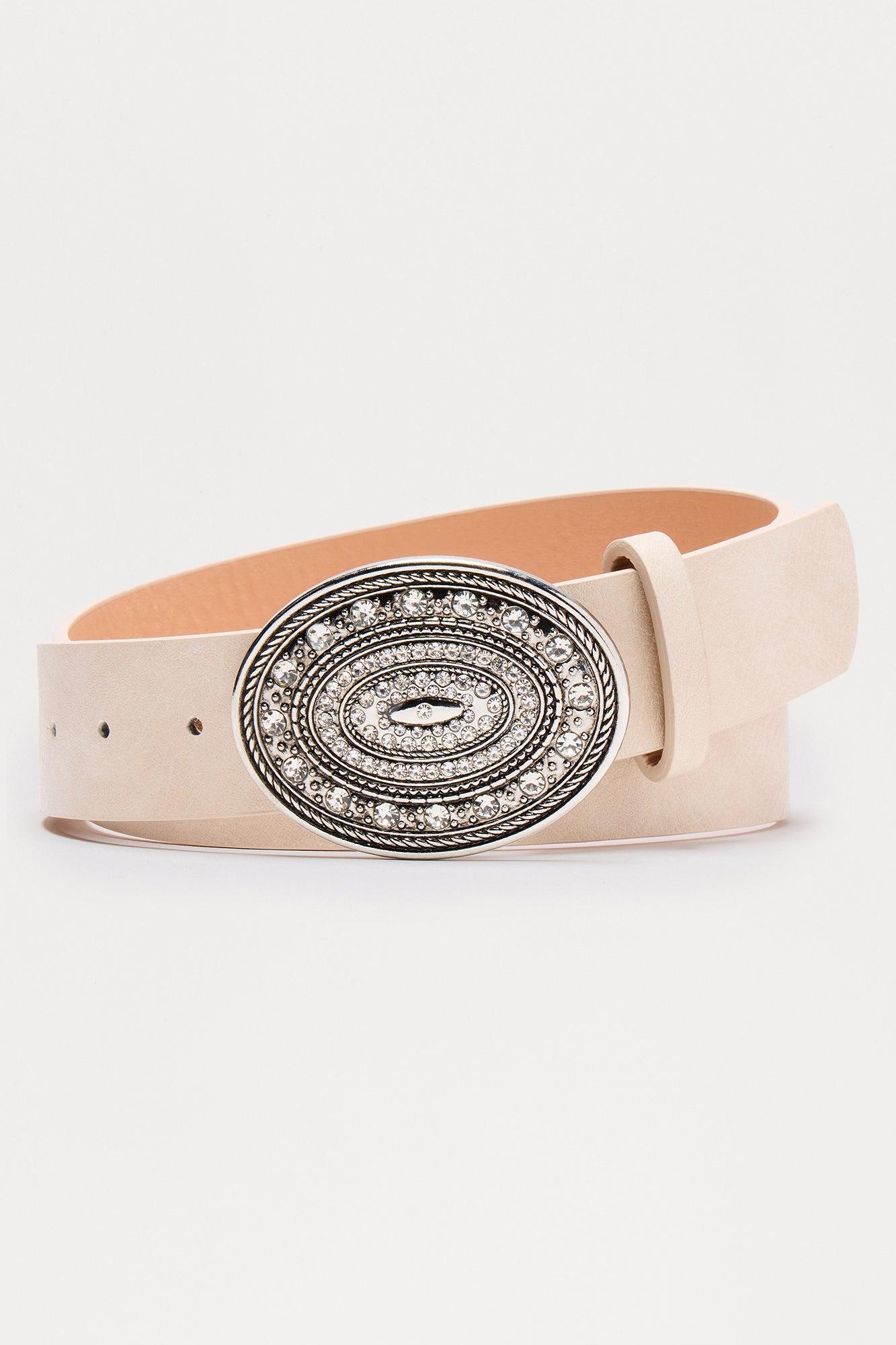 Rhinestone Concho Belt - Ivory Female Product Image