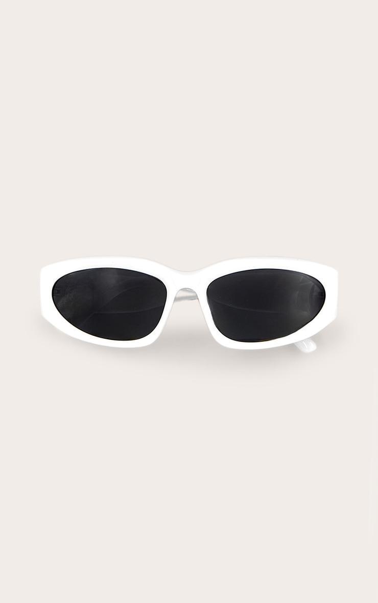 White Chunky Angled Sunglasses Product Image