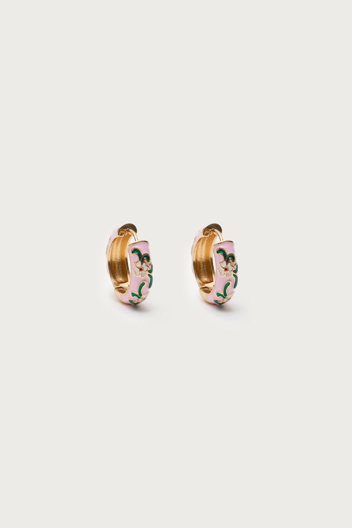 Vintage Floral Hoop Earrings Product Image