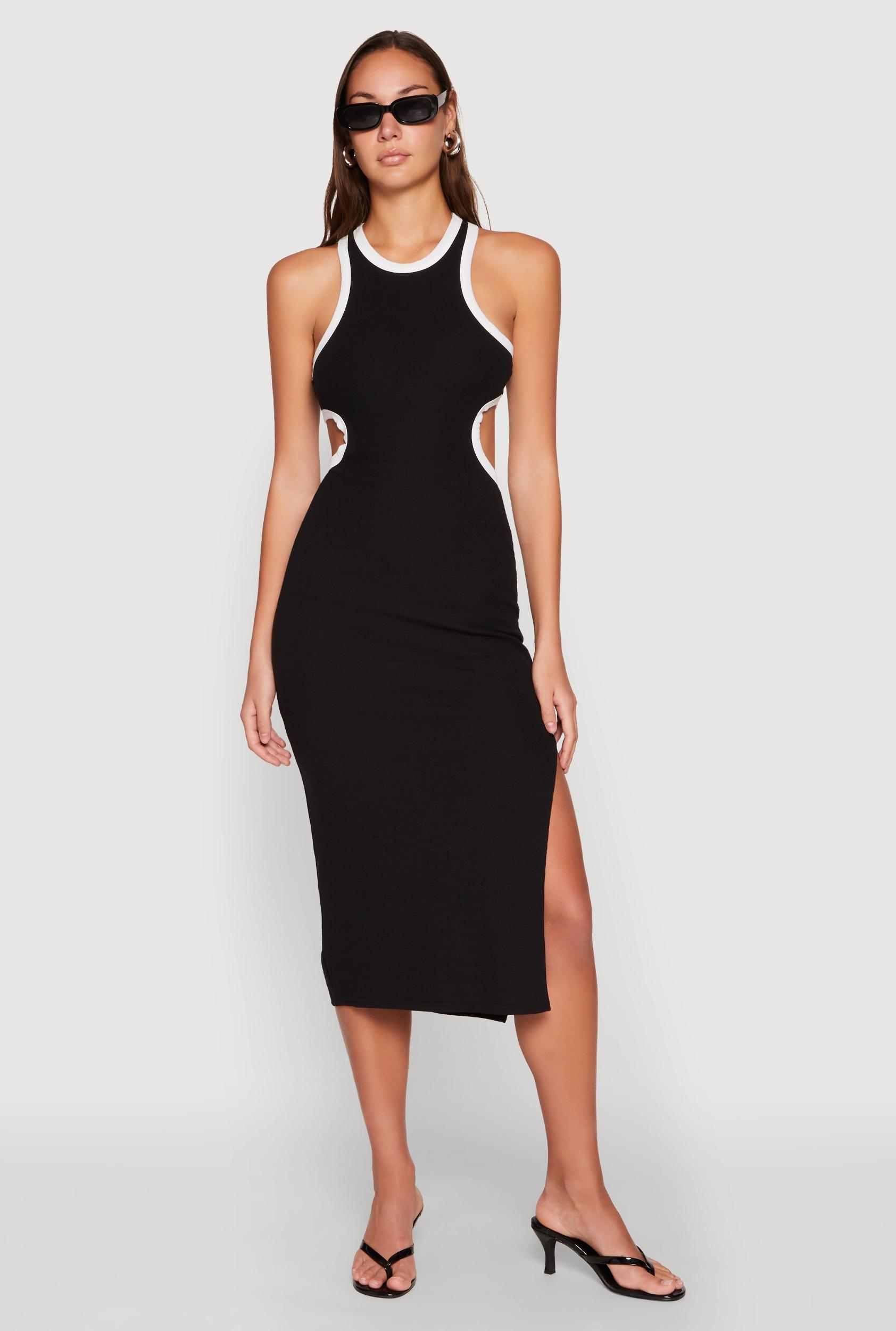 Womens Contrast Trim Cut Out Tank Dress Product Image