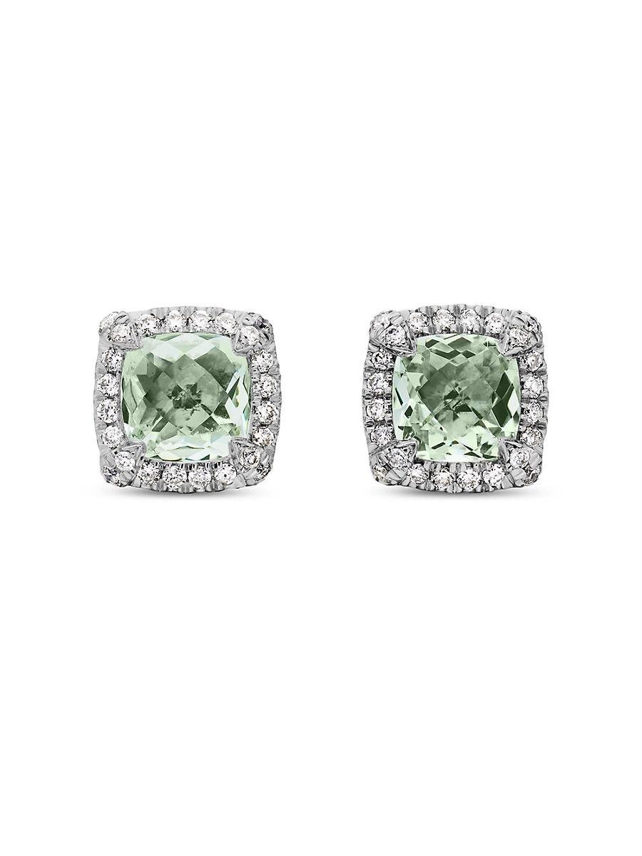 5mm Chatelaine Pav Bezel Stud Earrings with Gemstone and Diamonds in Silver Product Image