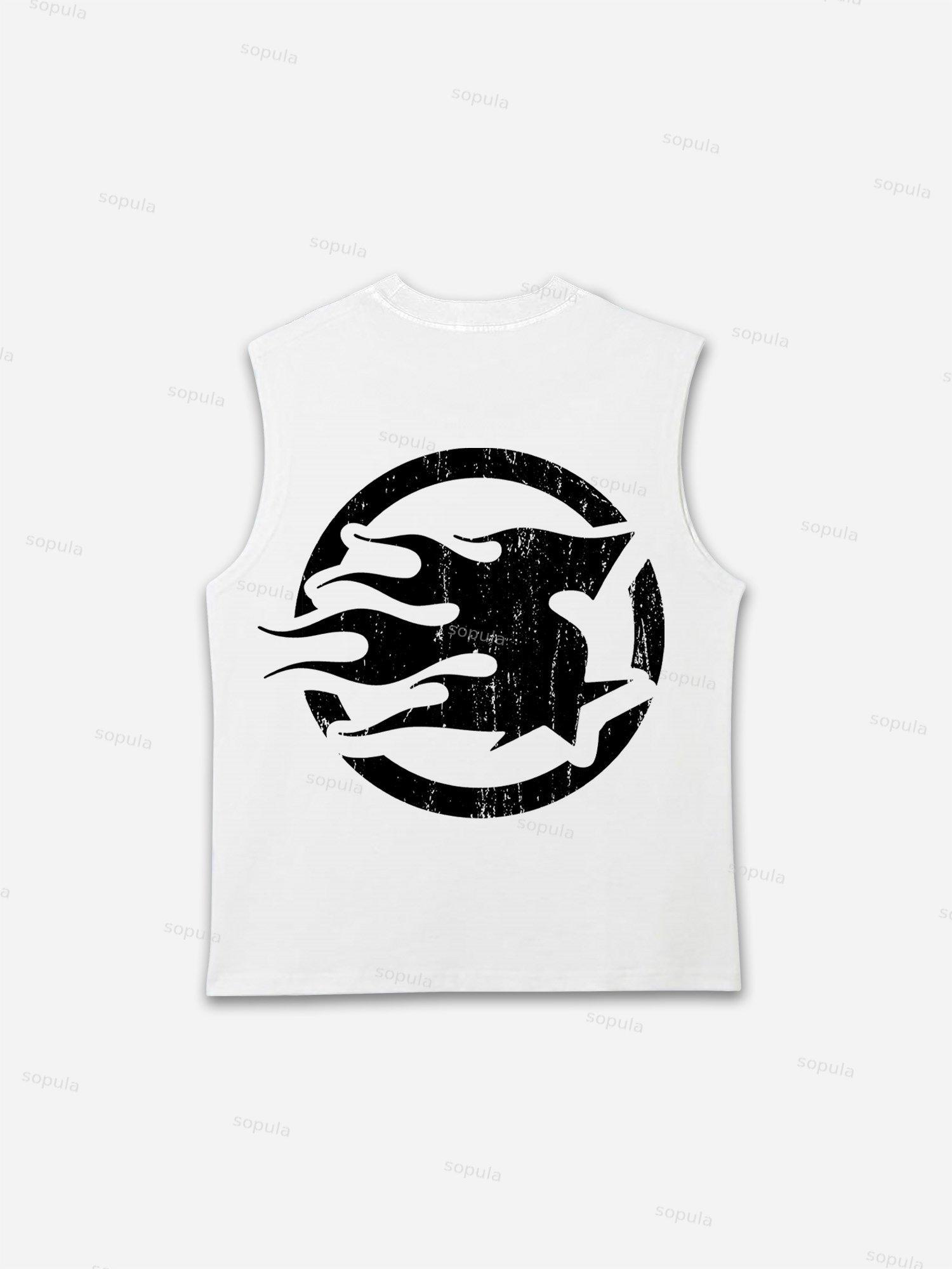 God Loves The World Burning Skull Statue Of Liberty Vintage Graphic Tank Top Product Image