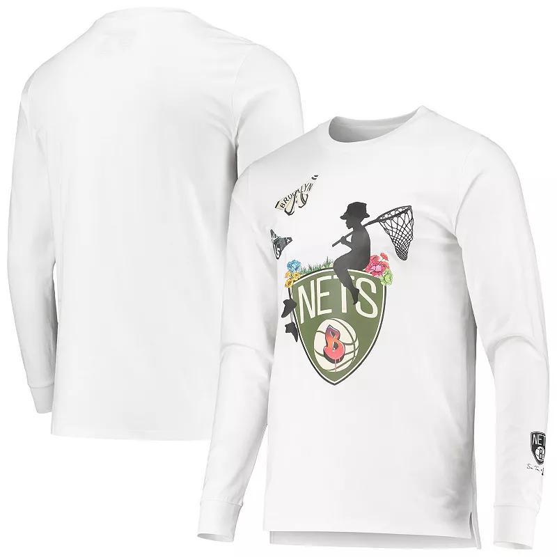Men's White Brooklyn Nets Sue Tsai Long Sleeve T-Shirt, Size: 3XL Product Image